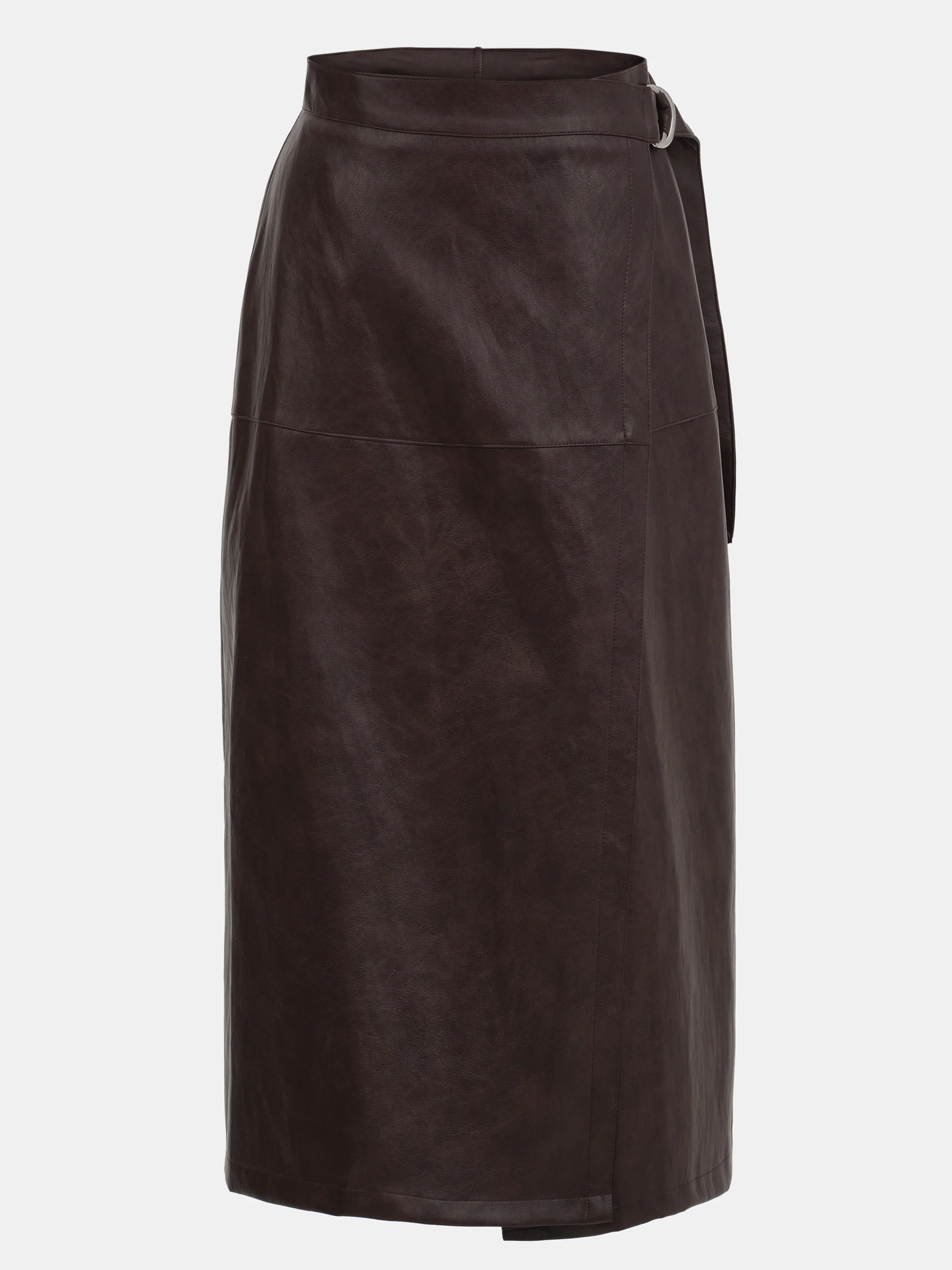 Cinch Belt Faux-Leather Skirt, Brown - Image 6