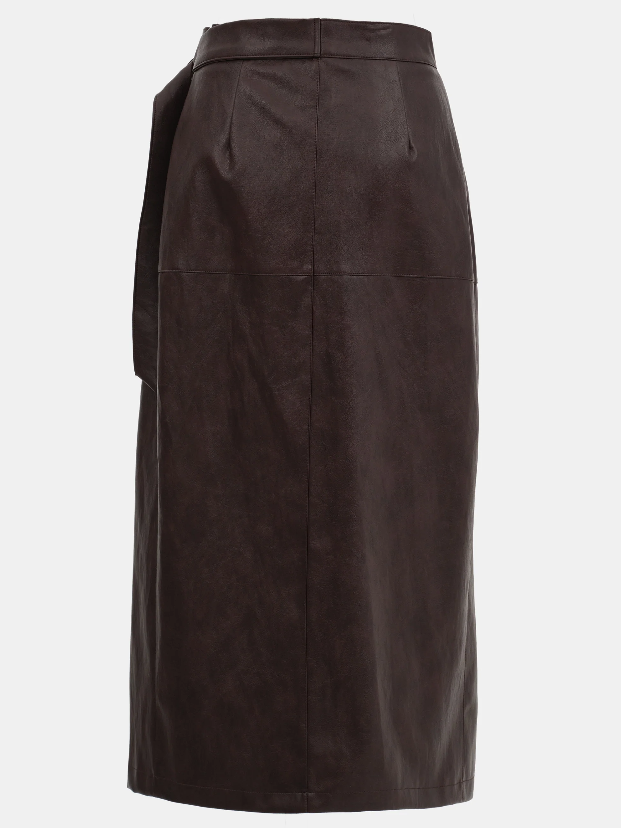Cinch Belt Faux-Leather Skirt, Brown - Image 7