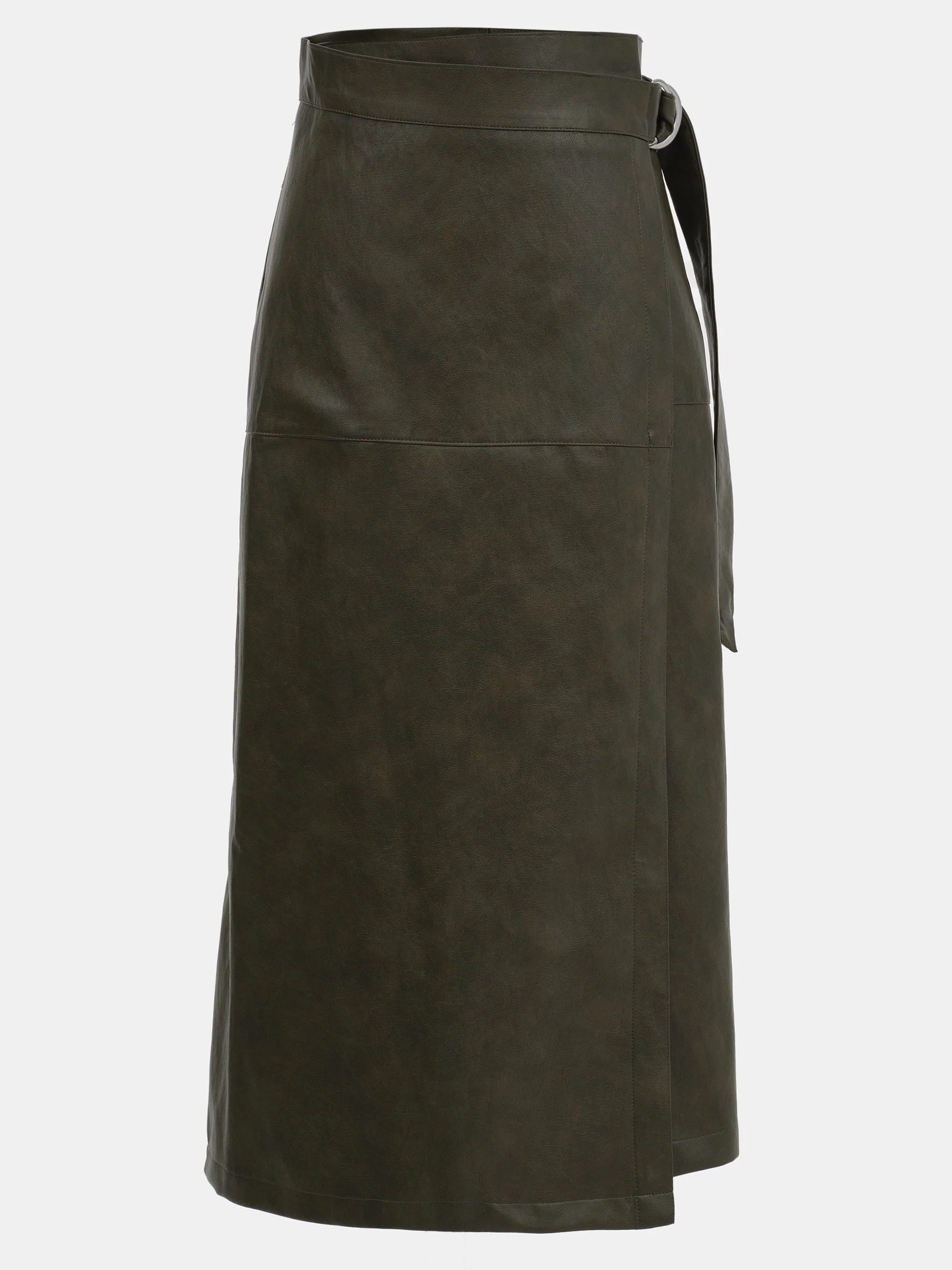 Cinch Belt Faux-Leather Skirt, Olive - Image 6