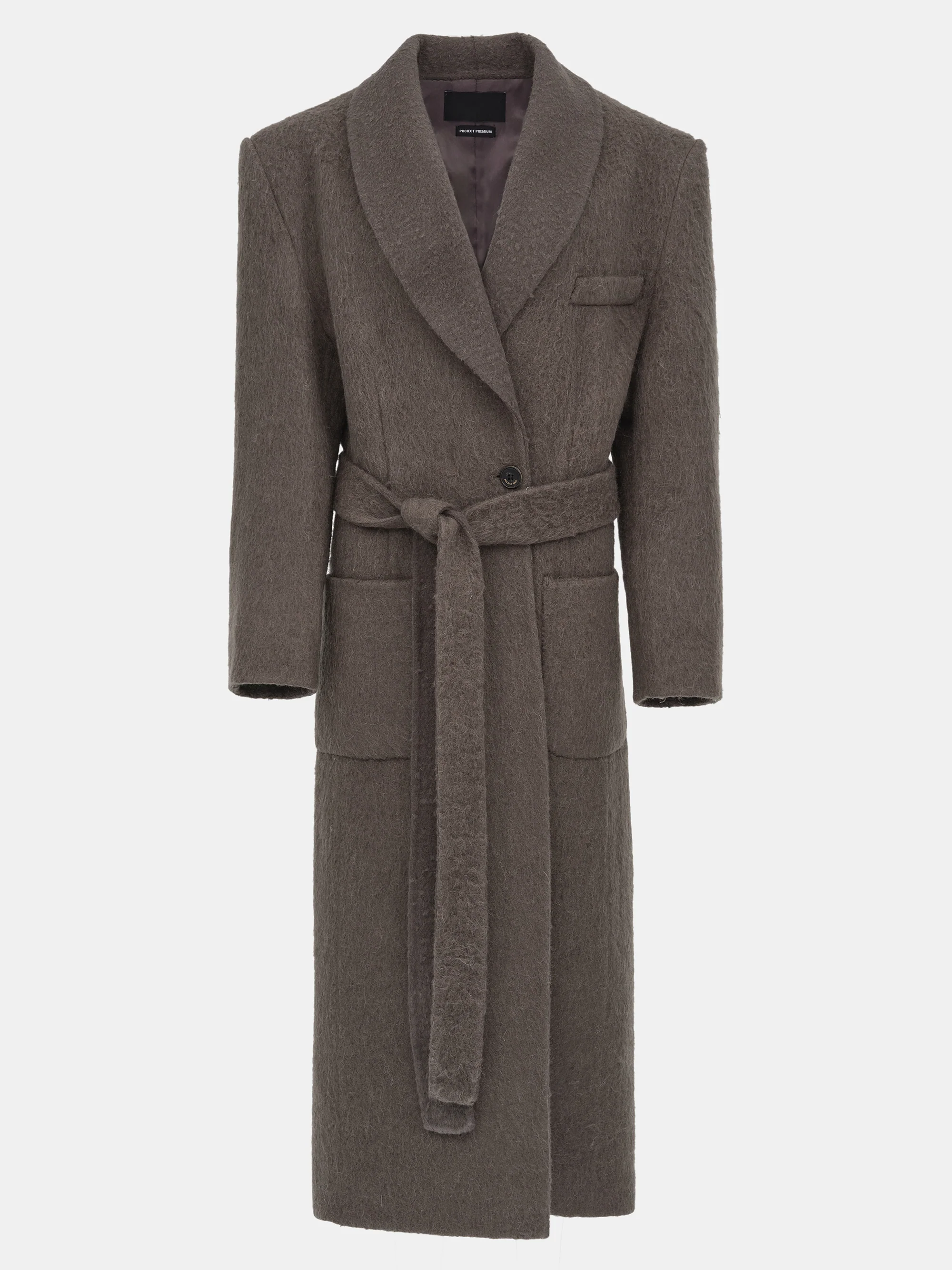 Cinched Robe Long Coat, Brown - Image 5