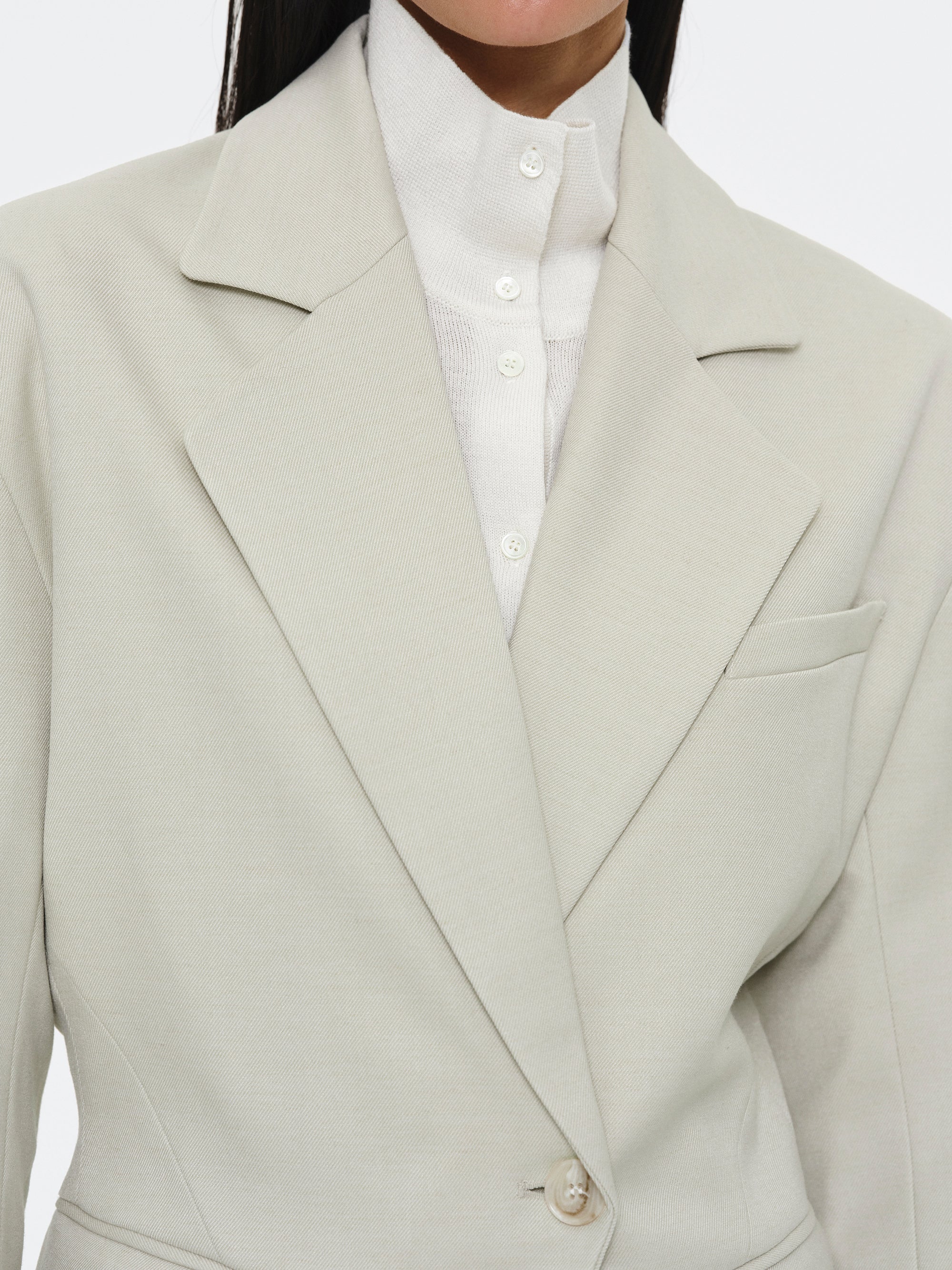 Cinched Suit Blazer, Ivory - Image 2