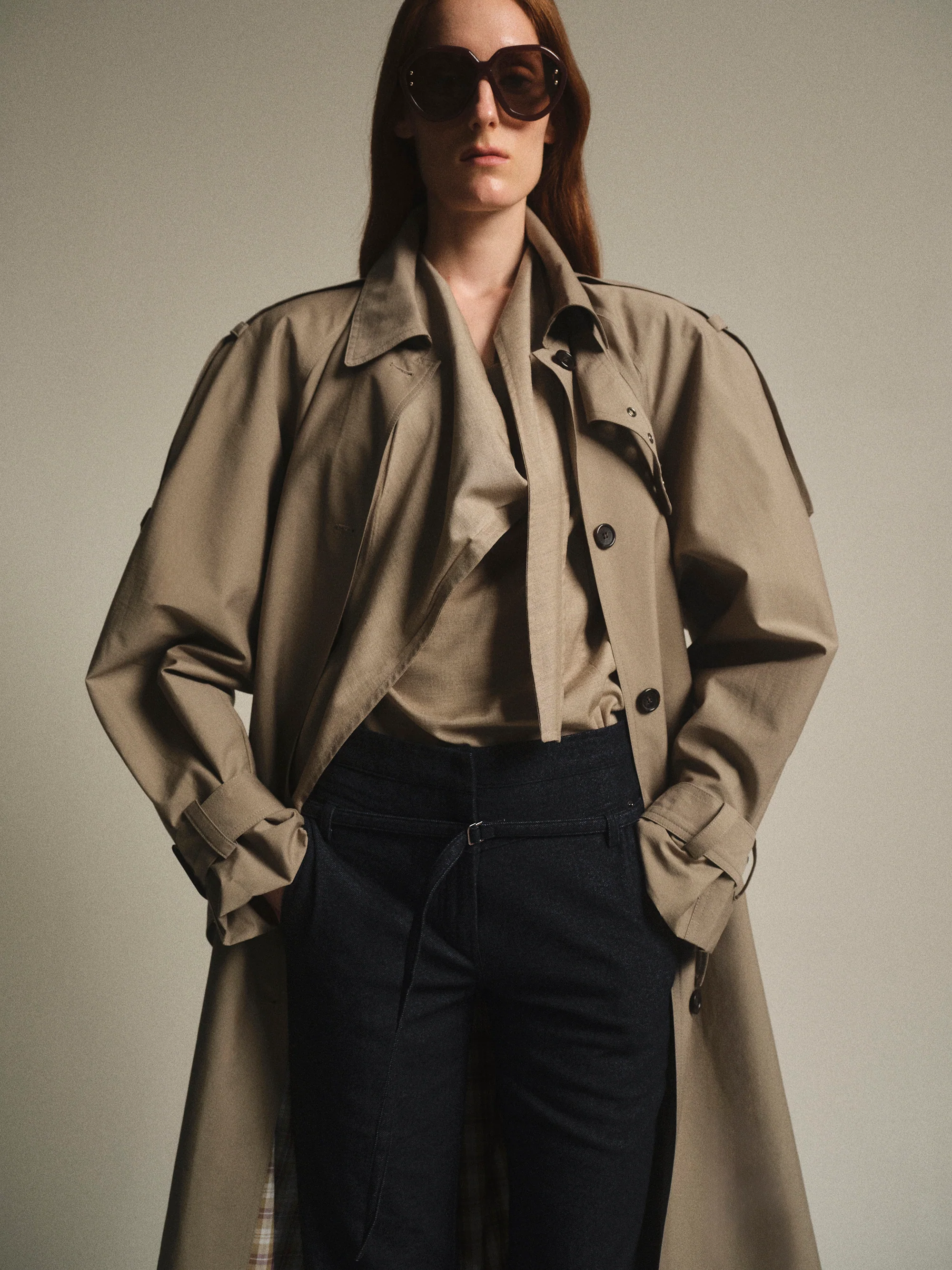 Cocoon Trench Coat, Beige - Image 2