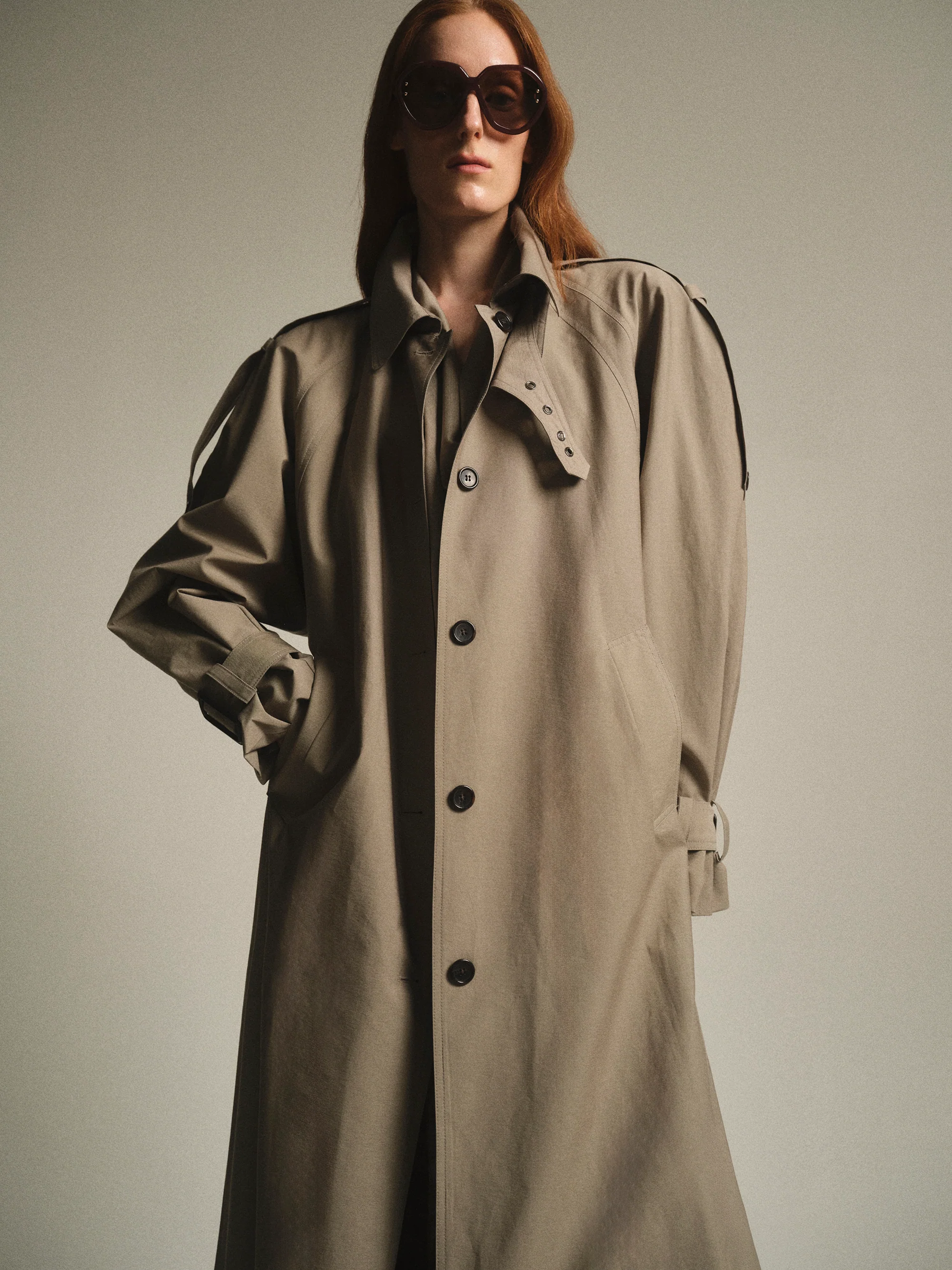 Cocoon Trench Coat, Beige - Image 3
