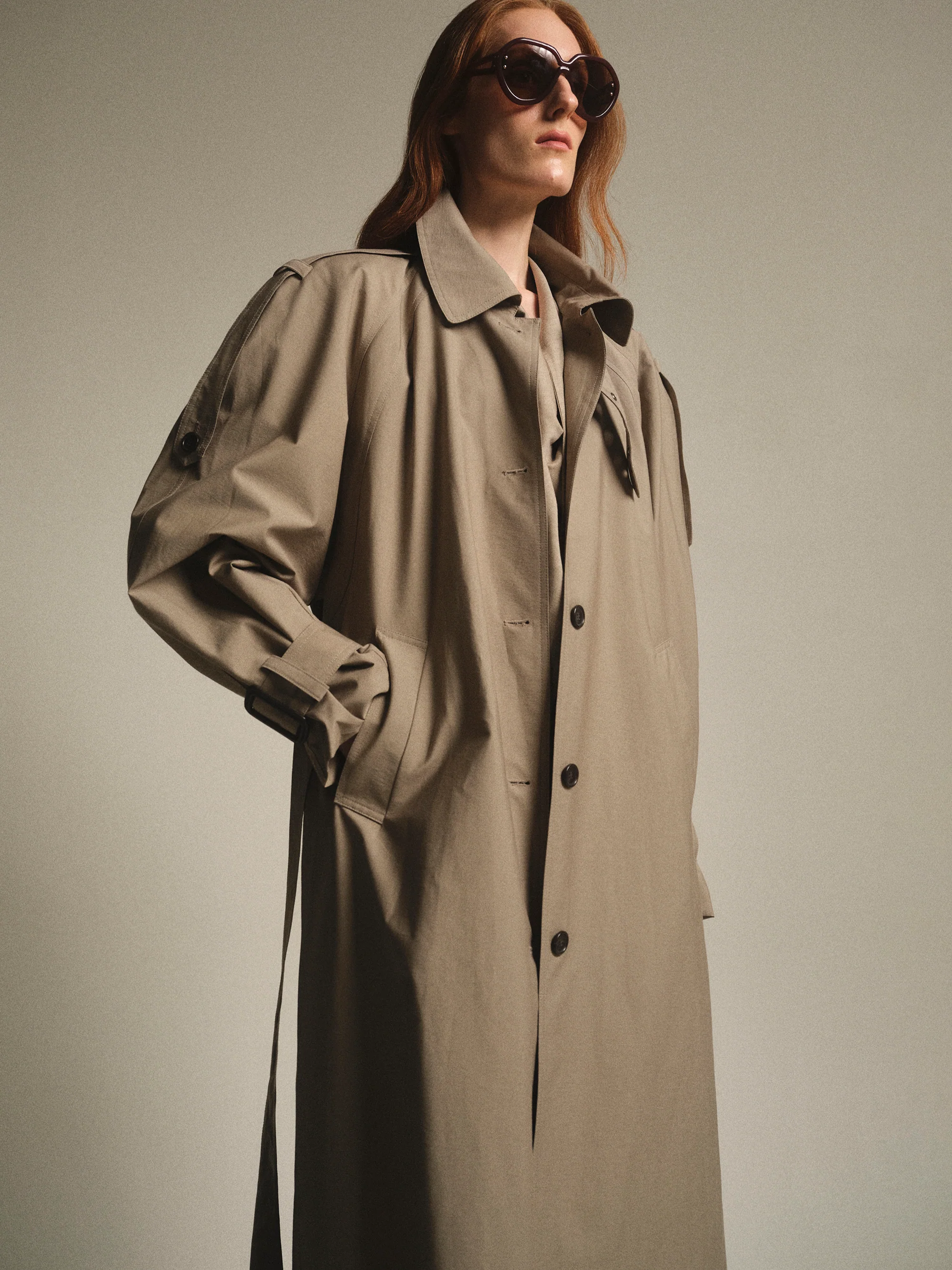 Cocoon Trench Coat, Beige - Image 5