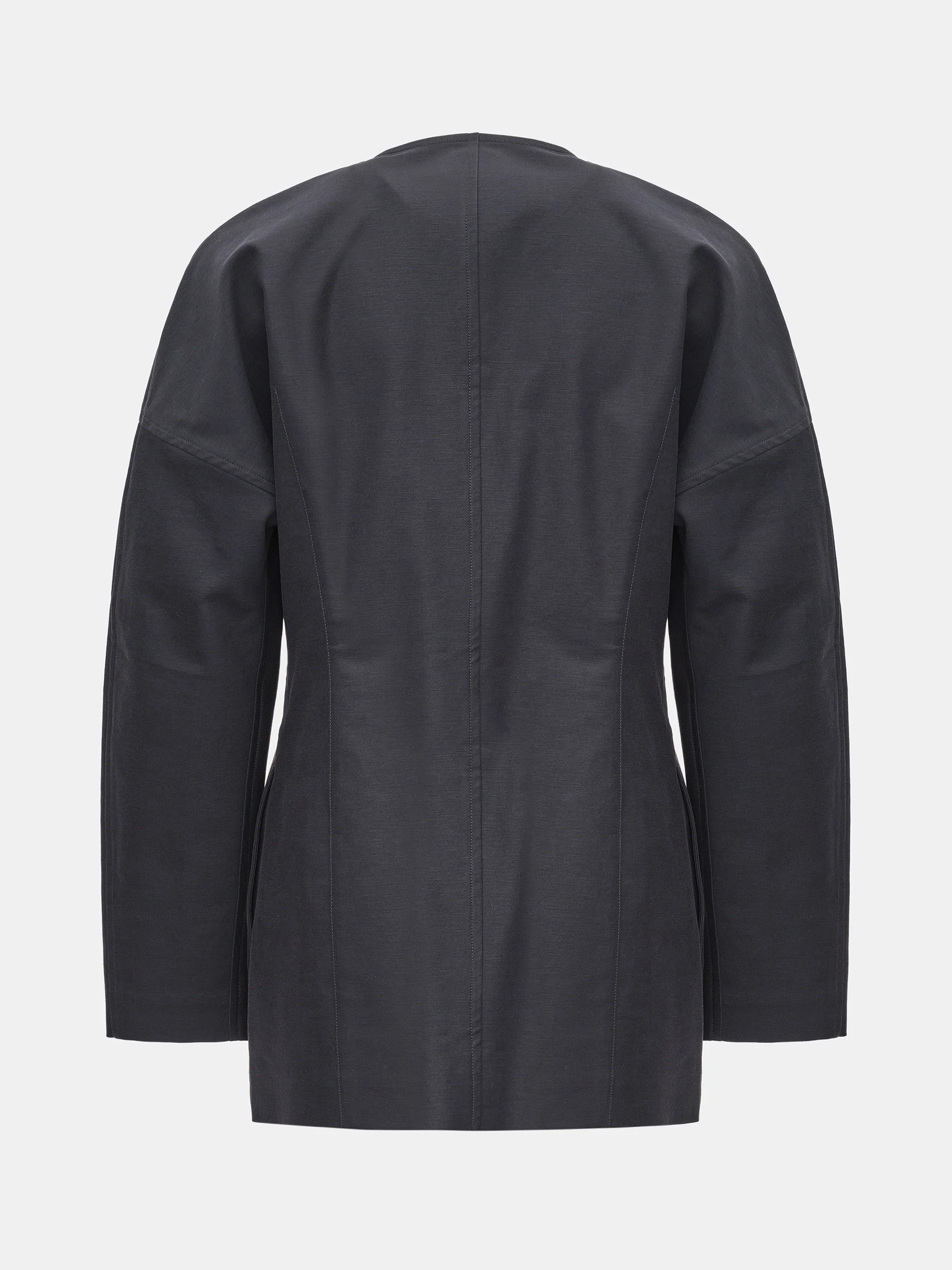 Collarless Cinched Jacket, Charcoal - Image 6