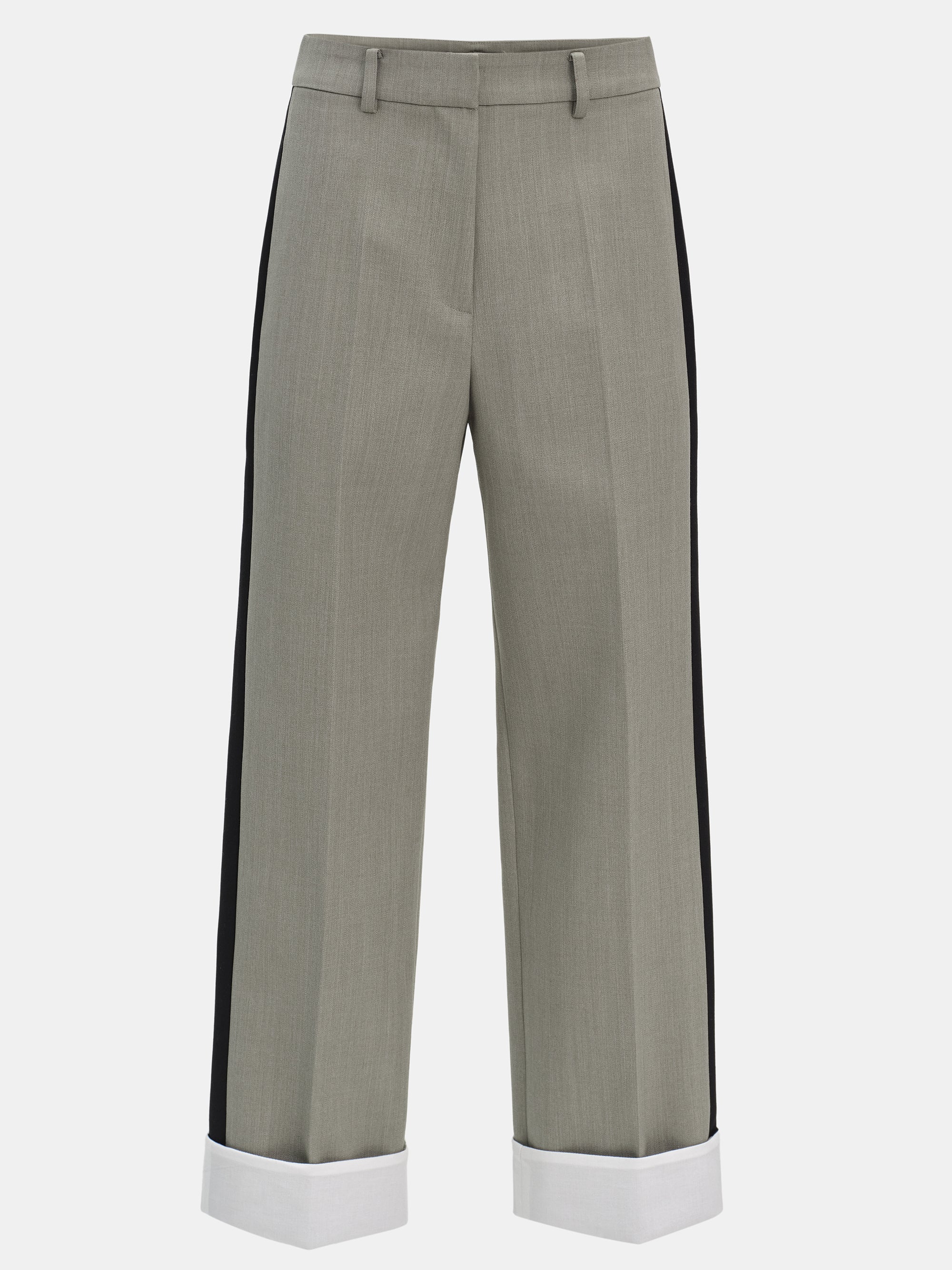 Colorblock Cuffed Trousers, Khaki