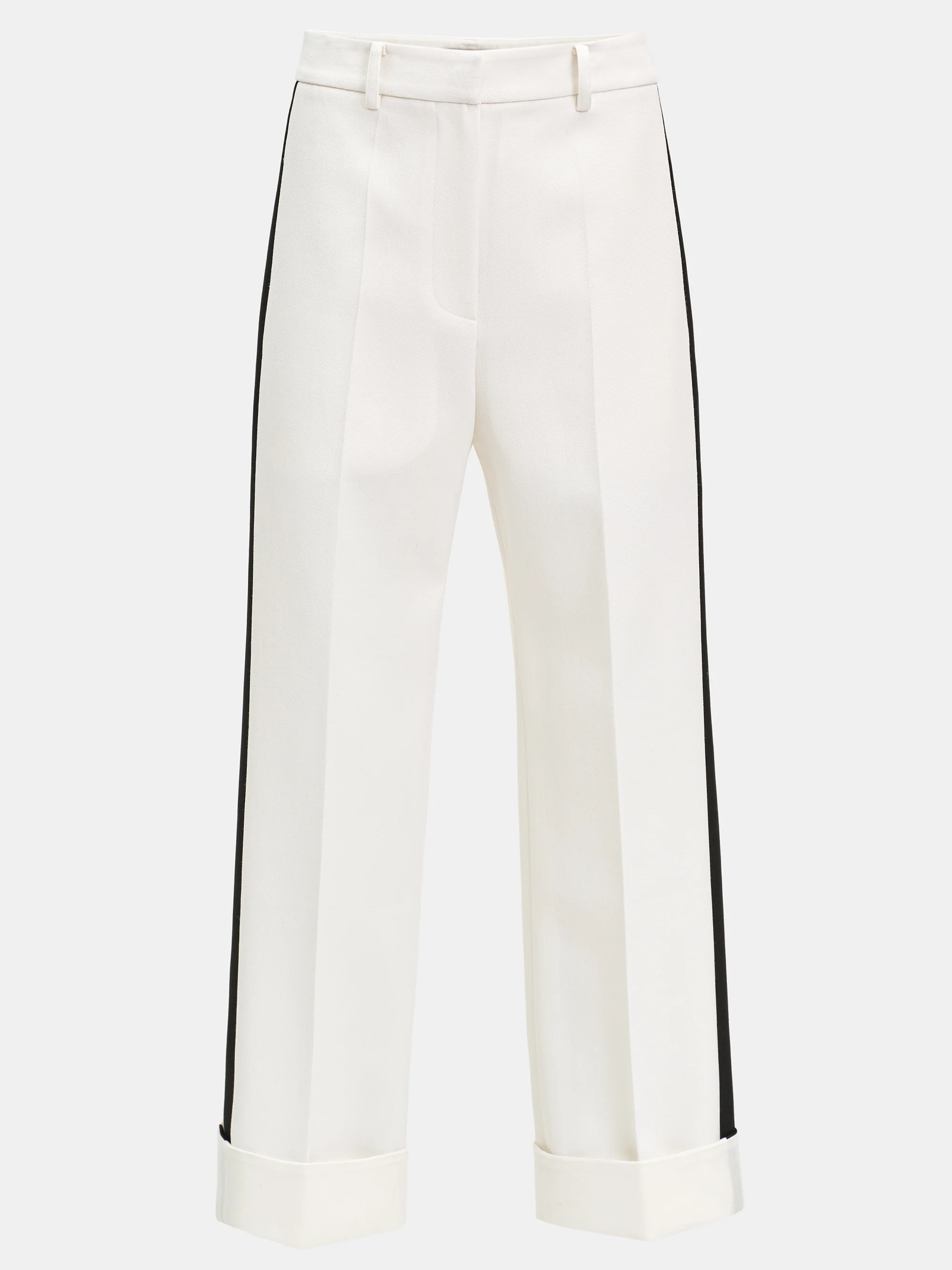 Colorblock Cuffed Trousers, White