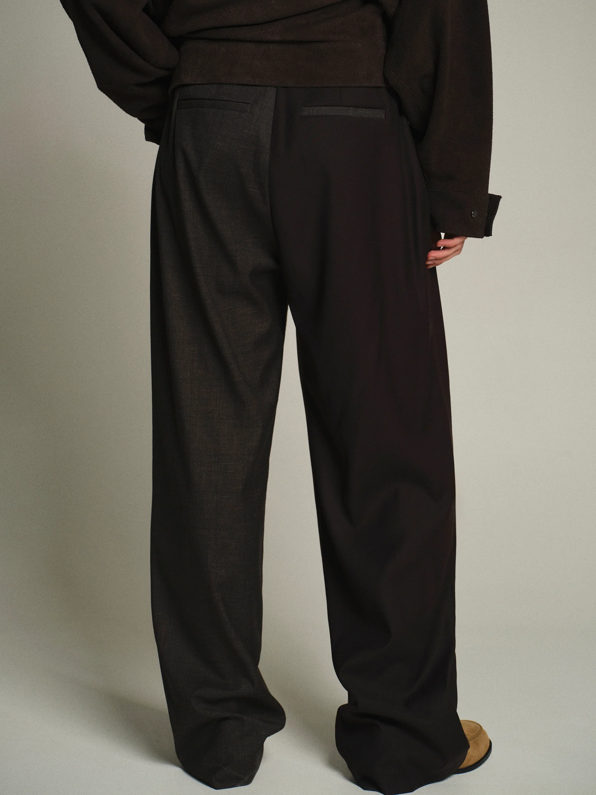 Combination Pleated Trousers, Brown - Image 4