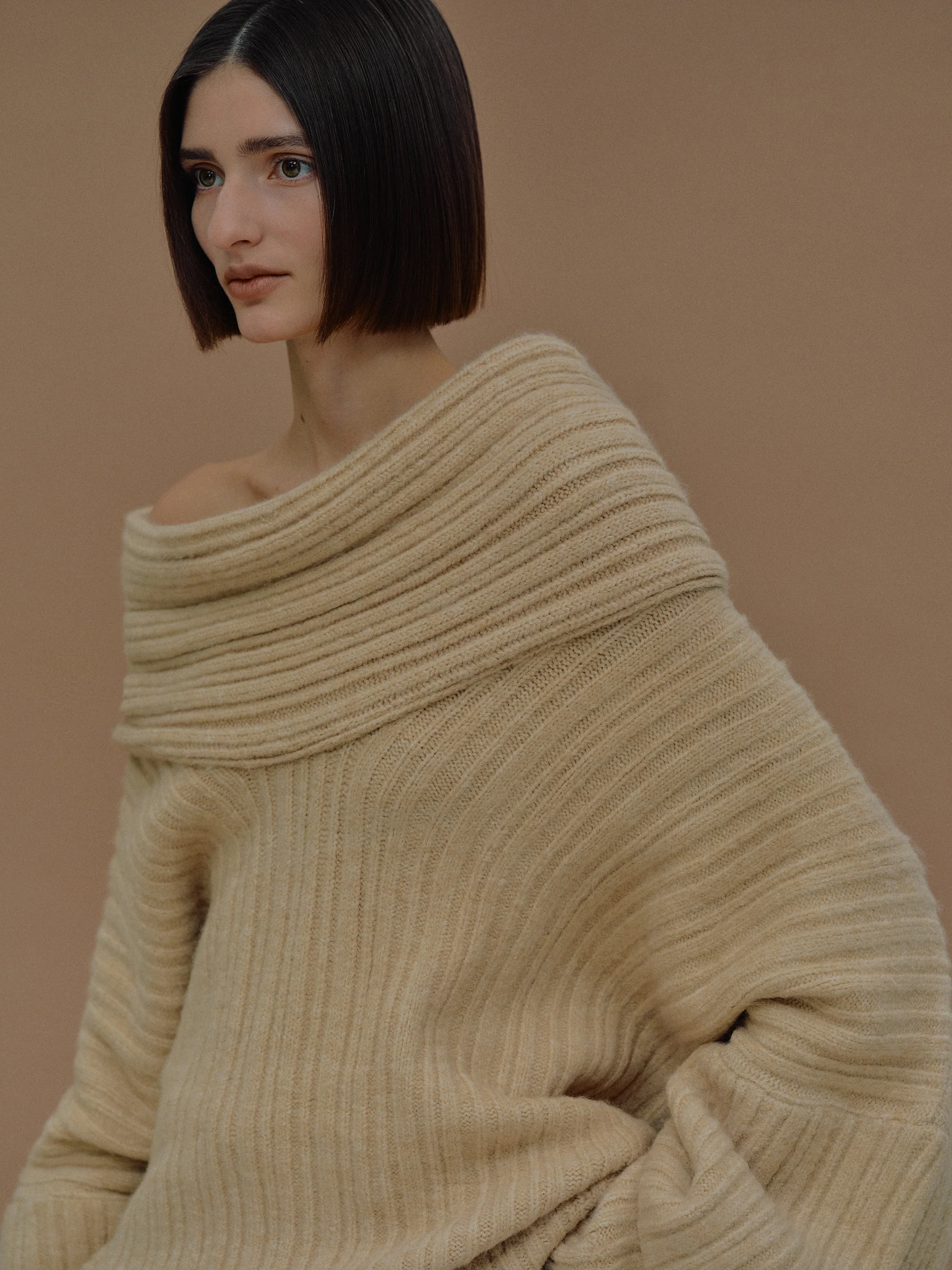Becca Oversized High Roll Knit Pullover, Butter - Image 2