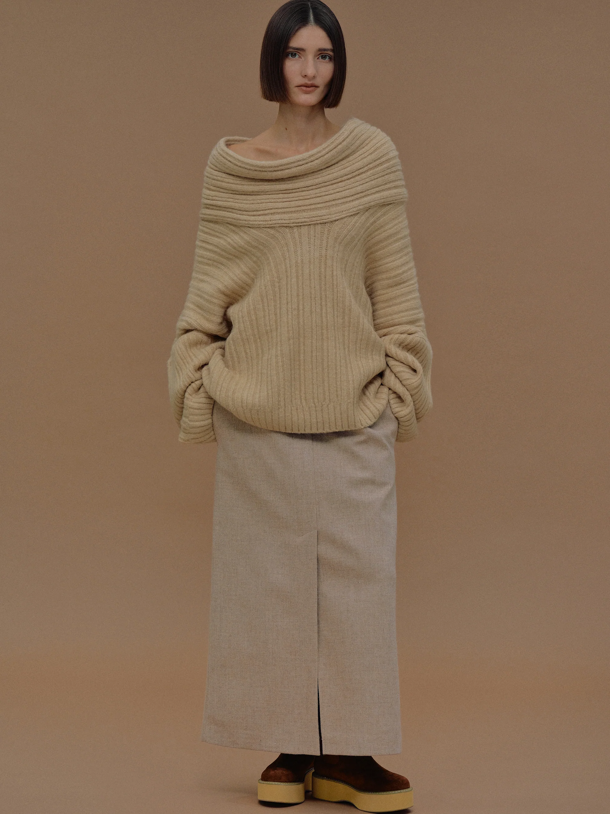 Becca Oversized High Roll Knit Pullover, Butter - Image 3