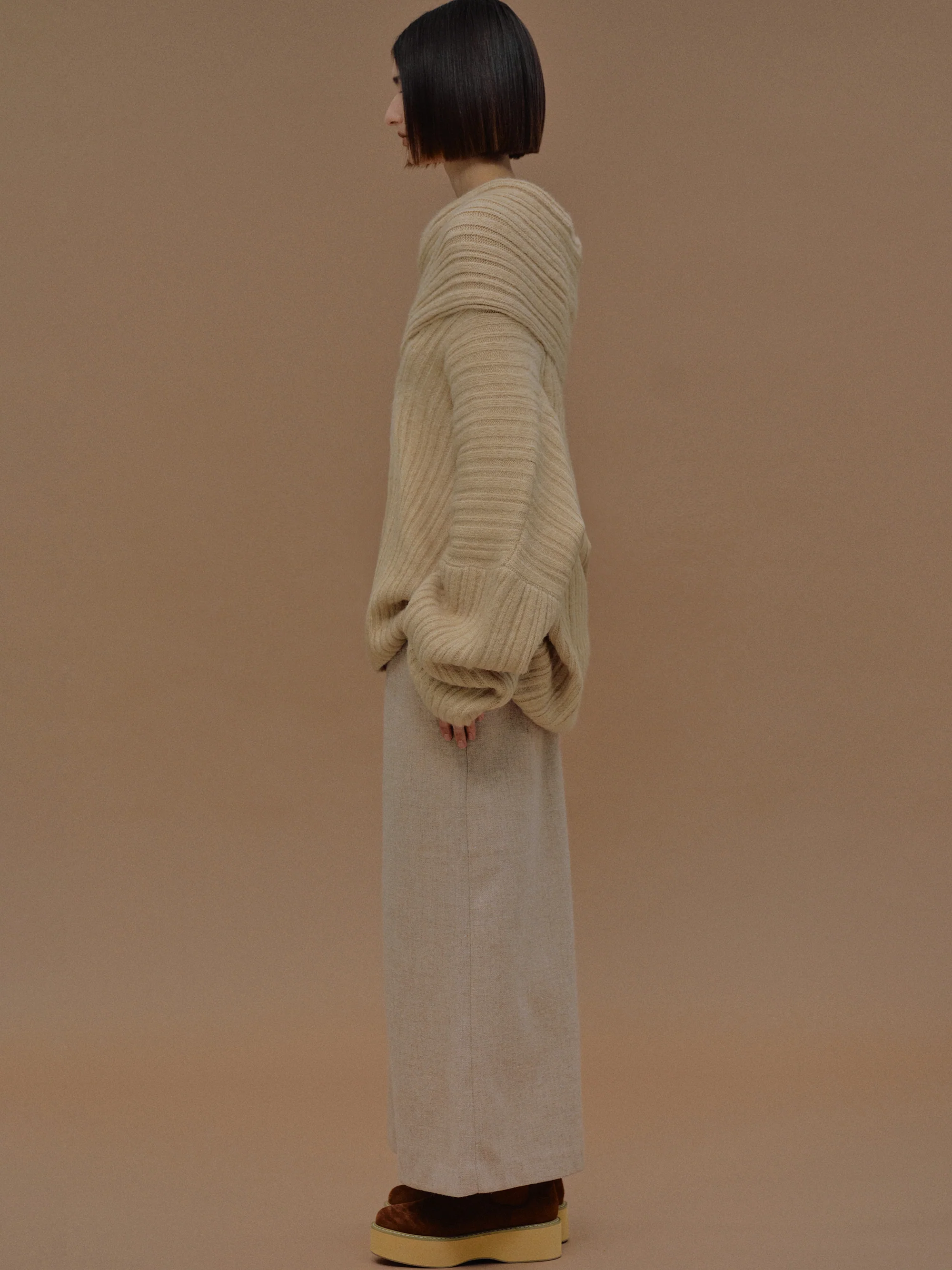 Becca Oversized High Roll Knit Pullover, Butter - Image 5