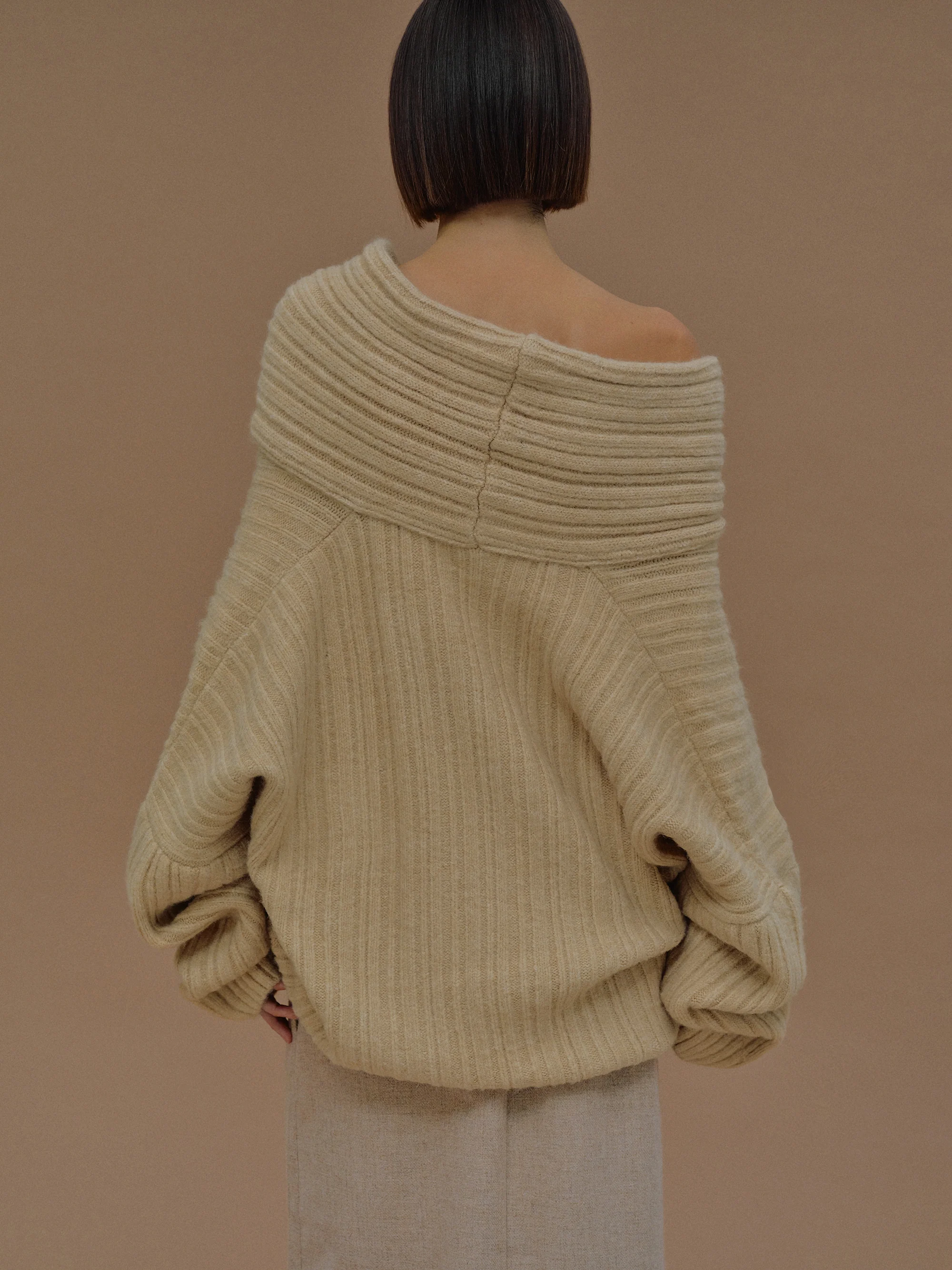 Becca Oversized High Roll Knit Pullover, Butter - Image 7