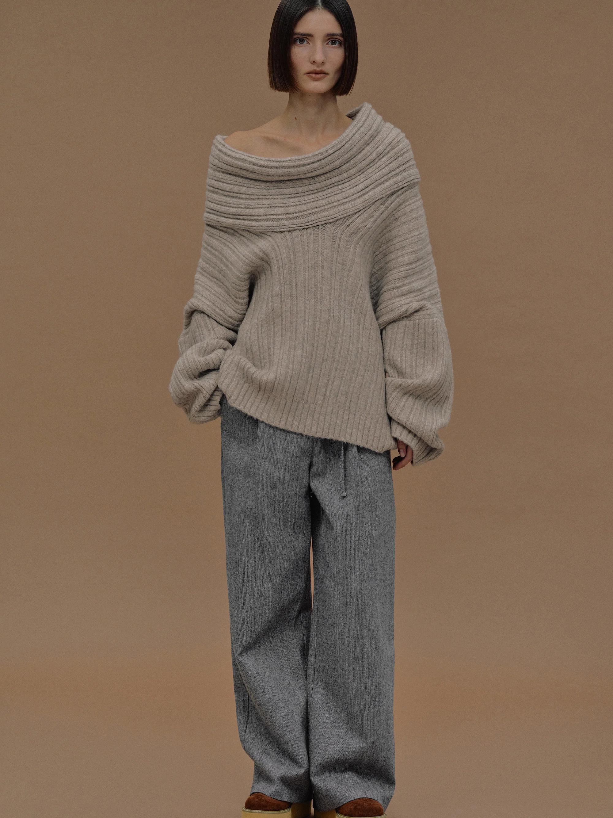 Becca Oversized High Roll Knit Pullover, Coconut - Image 3