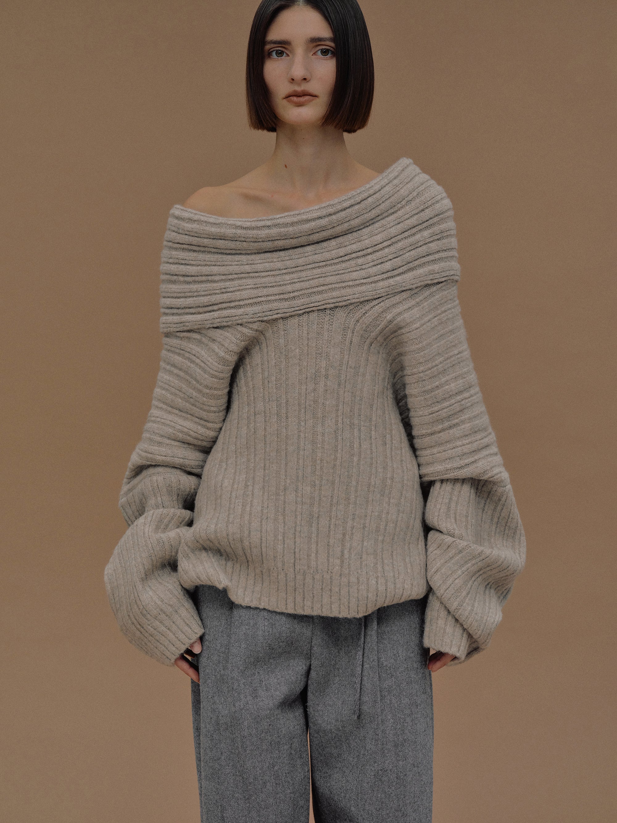 Becca Oversized High Roll Knit Pullover, Coconut - Image 5
