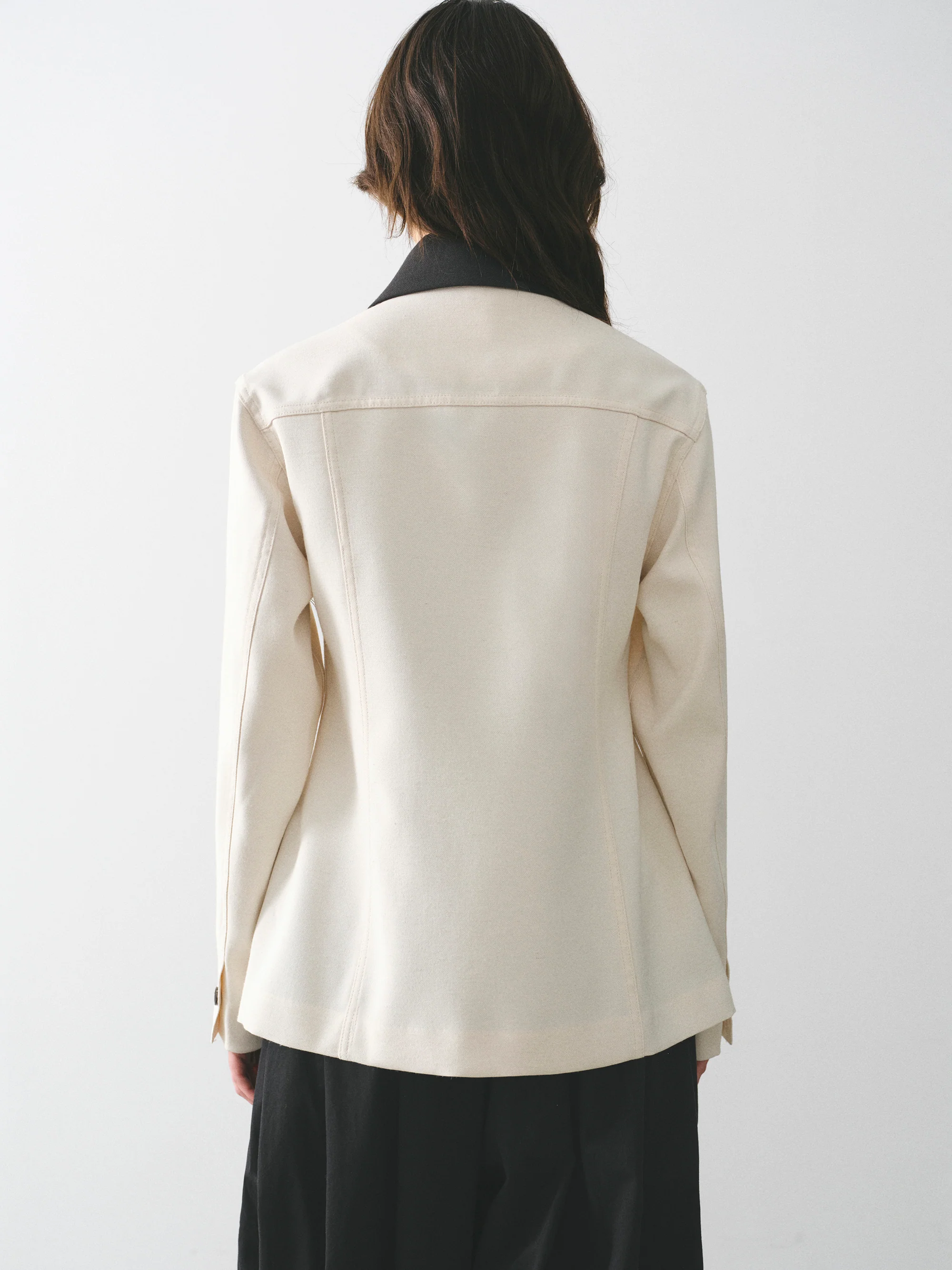 Contrast-Collar Zip Jacket, Ivory - Image 5