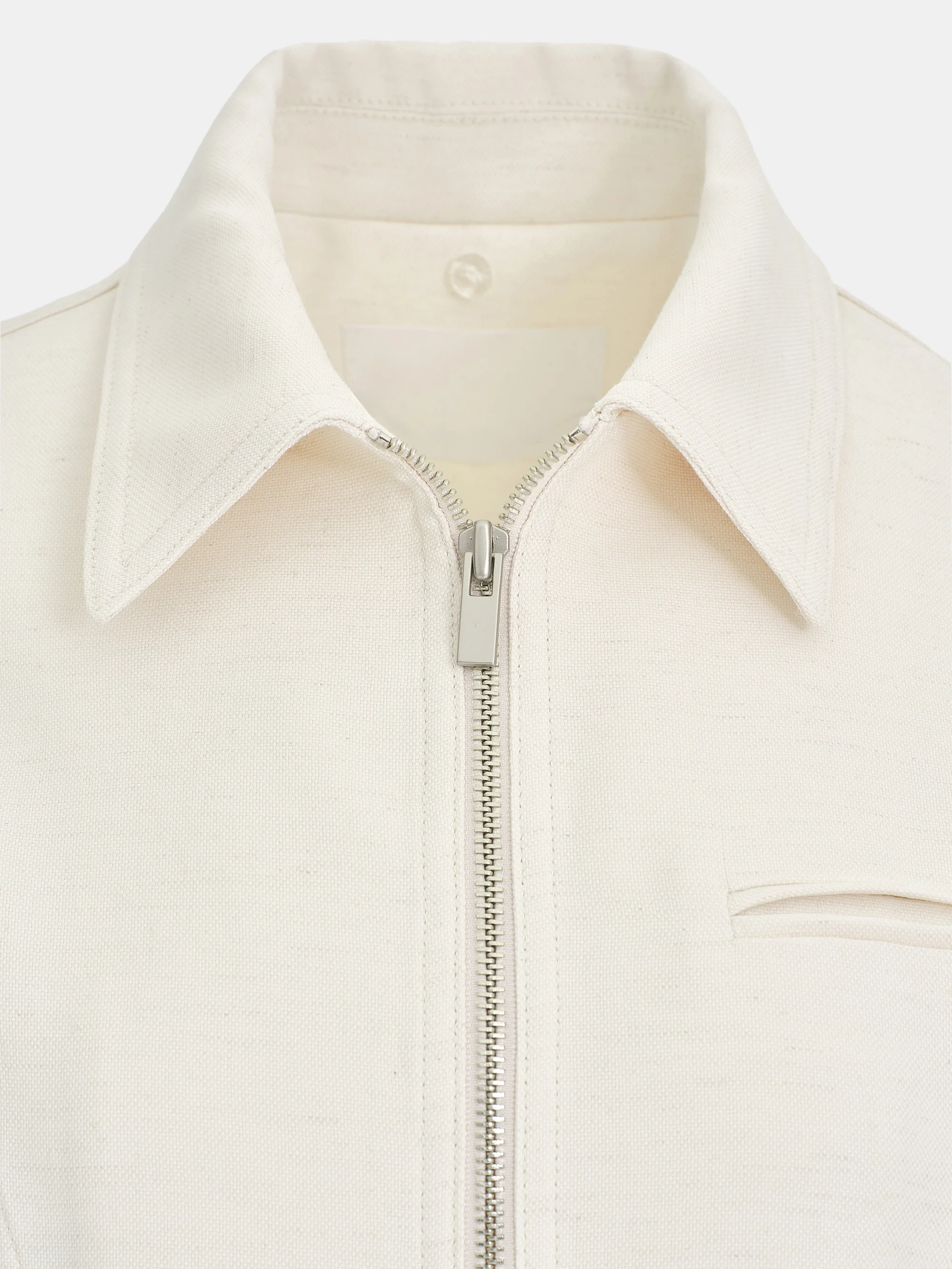 Contrast-Collar Zip Jacket, Ivory - Image 8