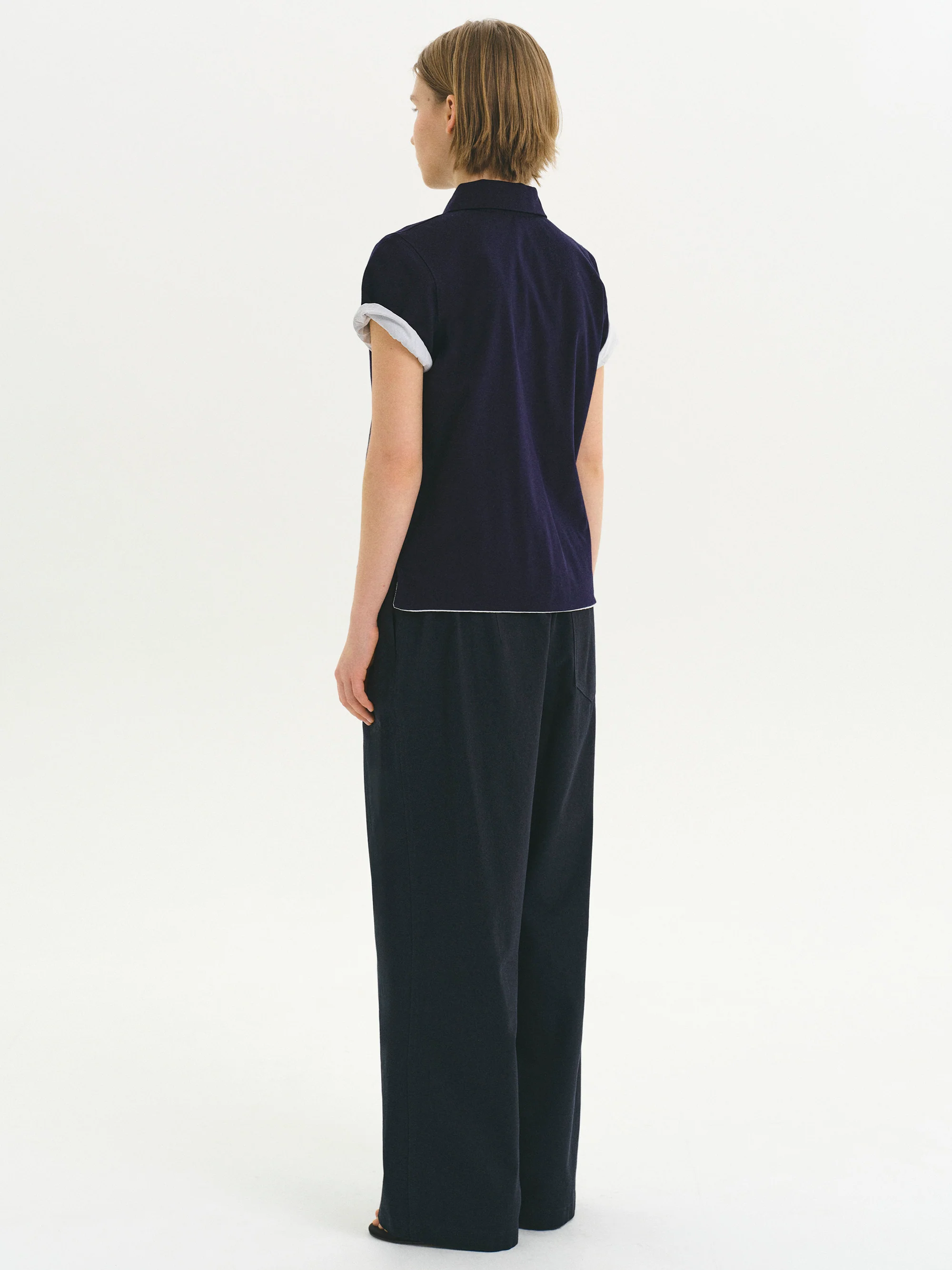 Contrast-Lined Polo Shirt, Navy - Image 4