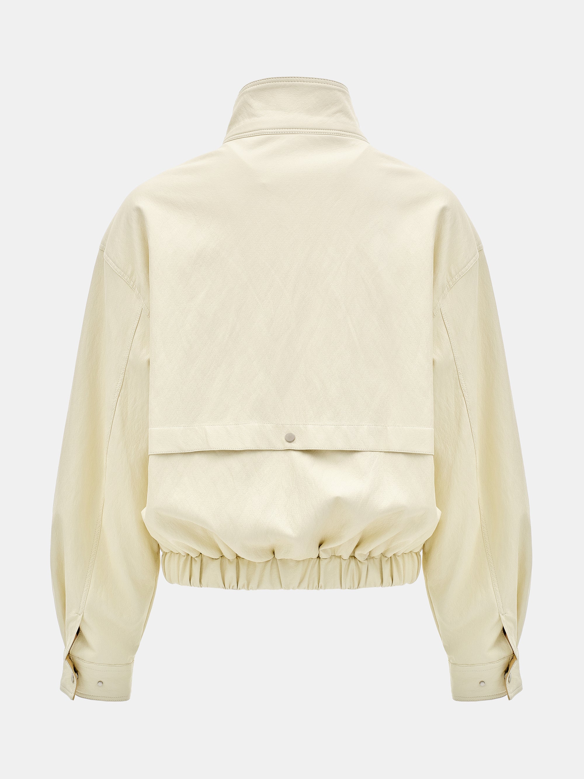 Contrast Panel Faux-Leather Jacket, Cream - Image 7