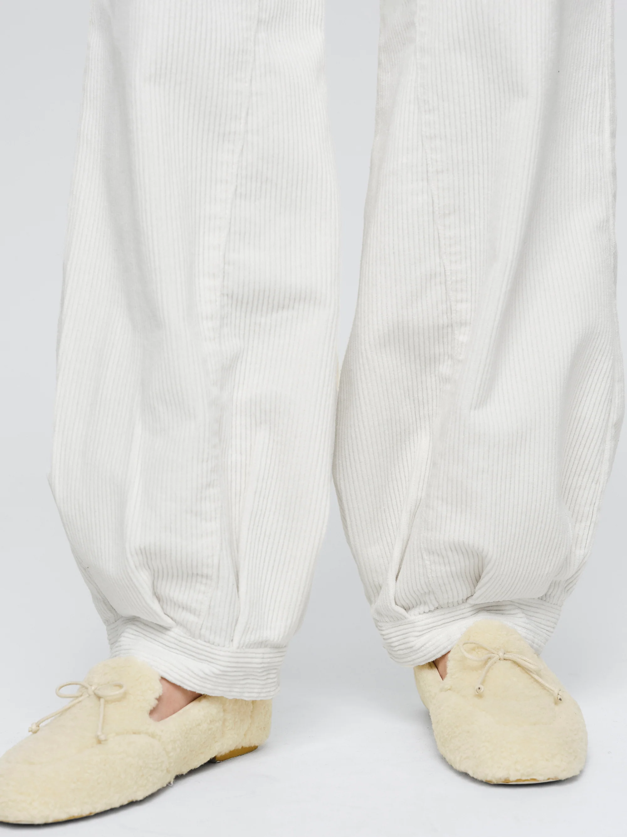 Corduroy Bubble Hem Pants, White - Image 2