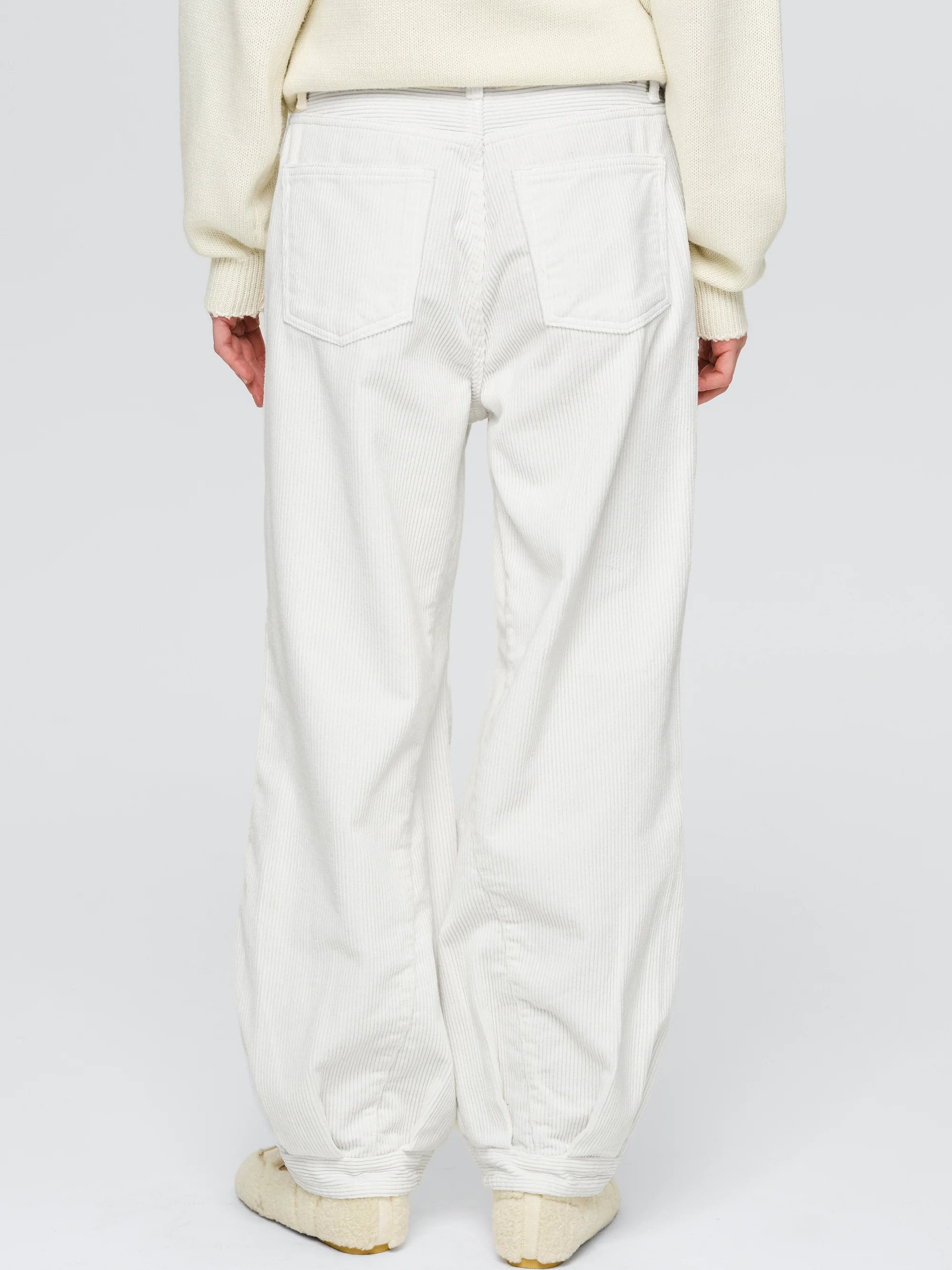 Corduroy Bubble Hem Pants, White - Image 5