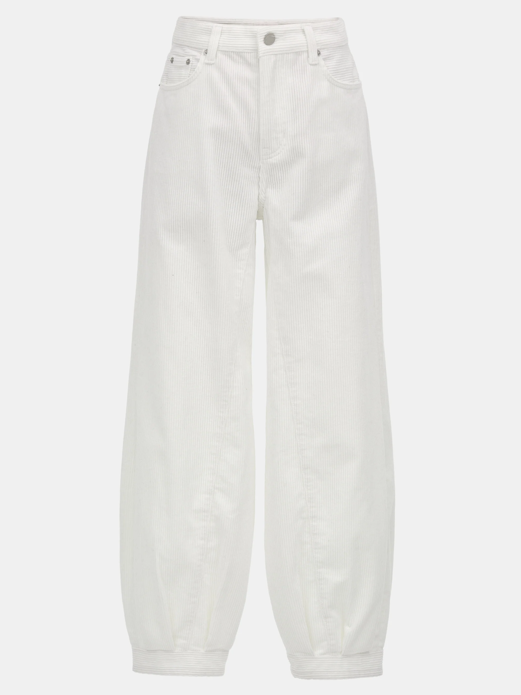 Corduroy Bubble Hem Pants, White - Image 6