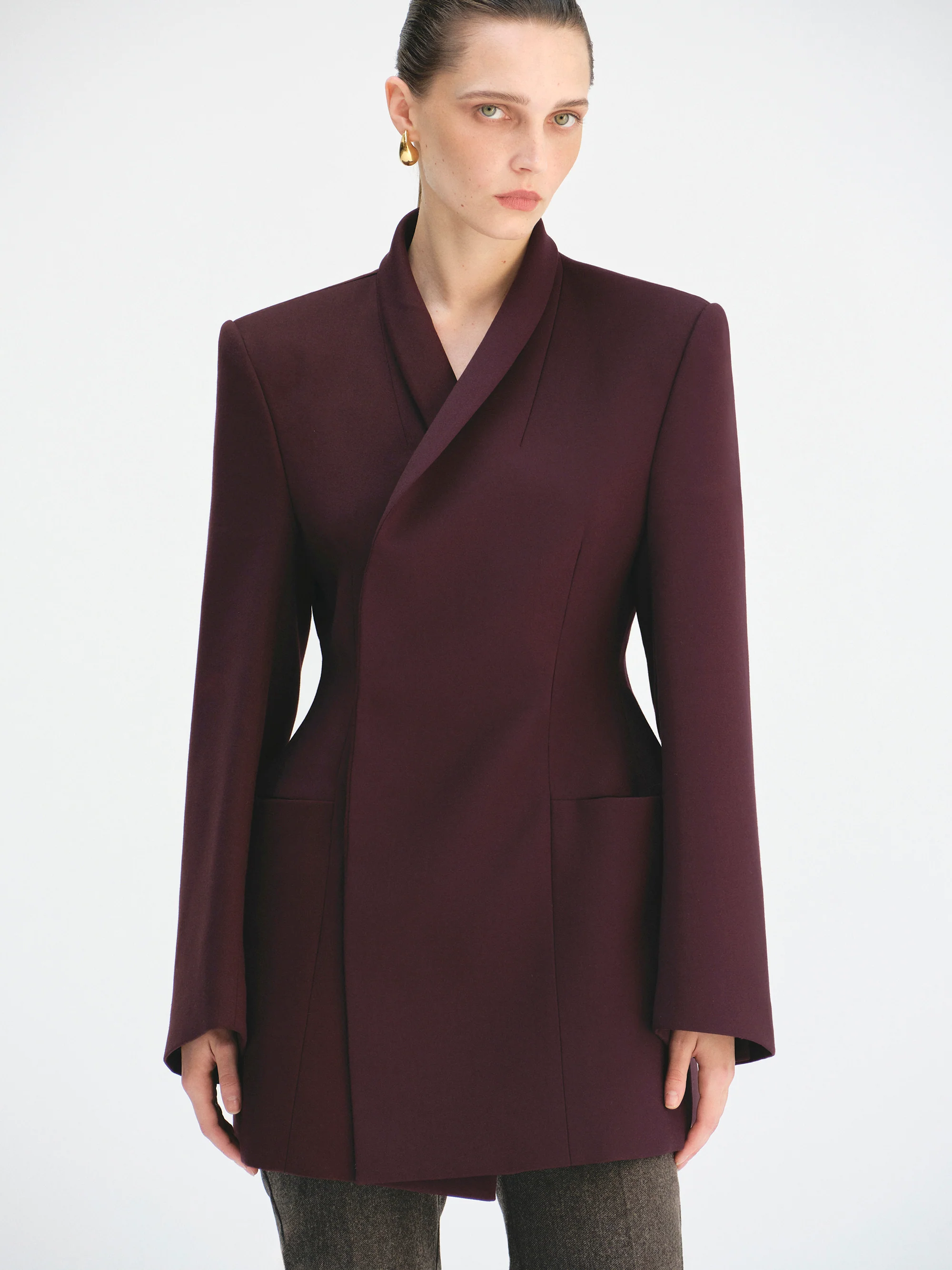 Corrin Wrap Blazer, Merlot - Image 5
