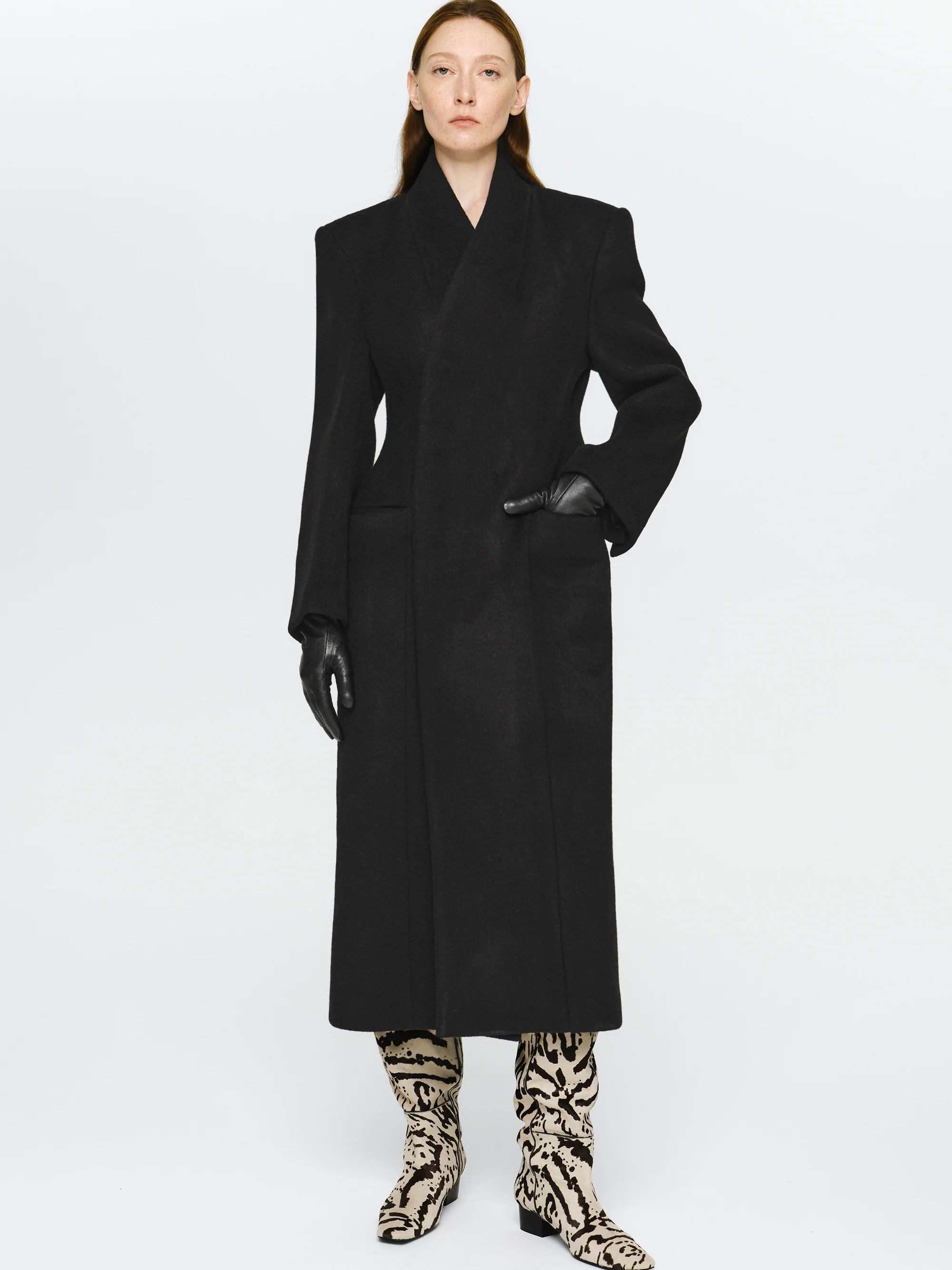 Corrin Wrap Coat, Black