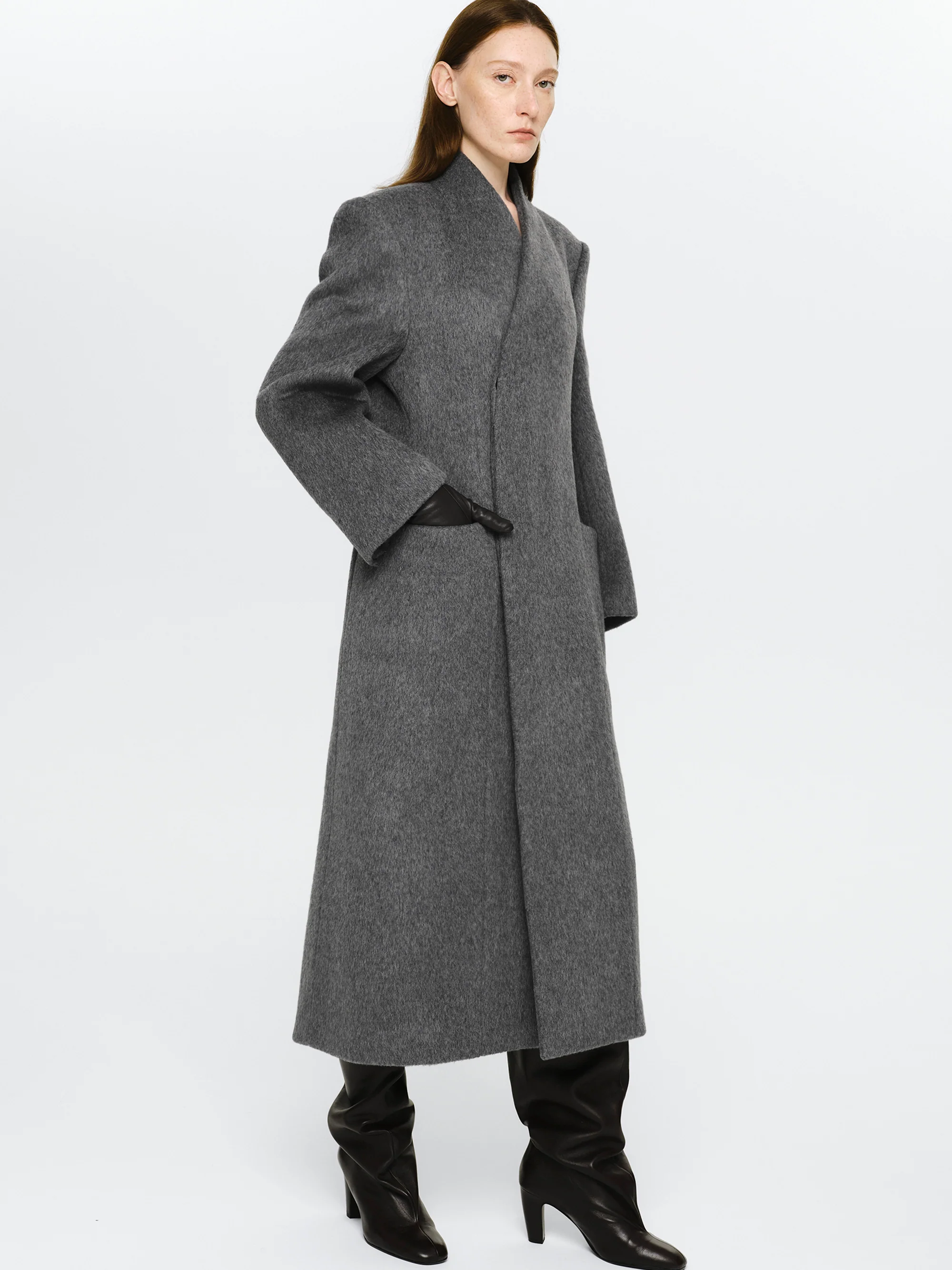 Corrin Wrap Coat, Charcoal - Image 3