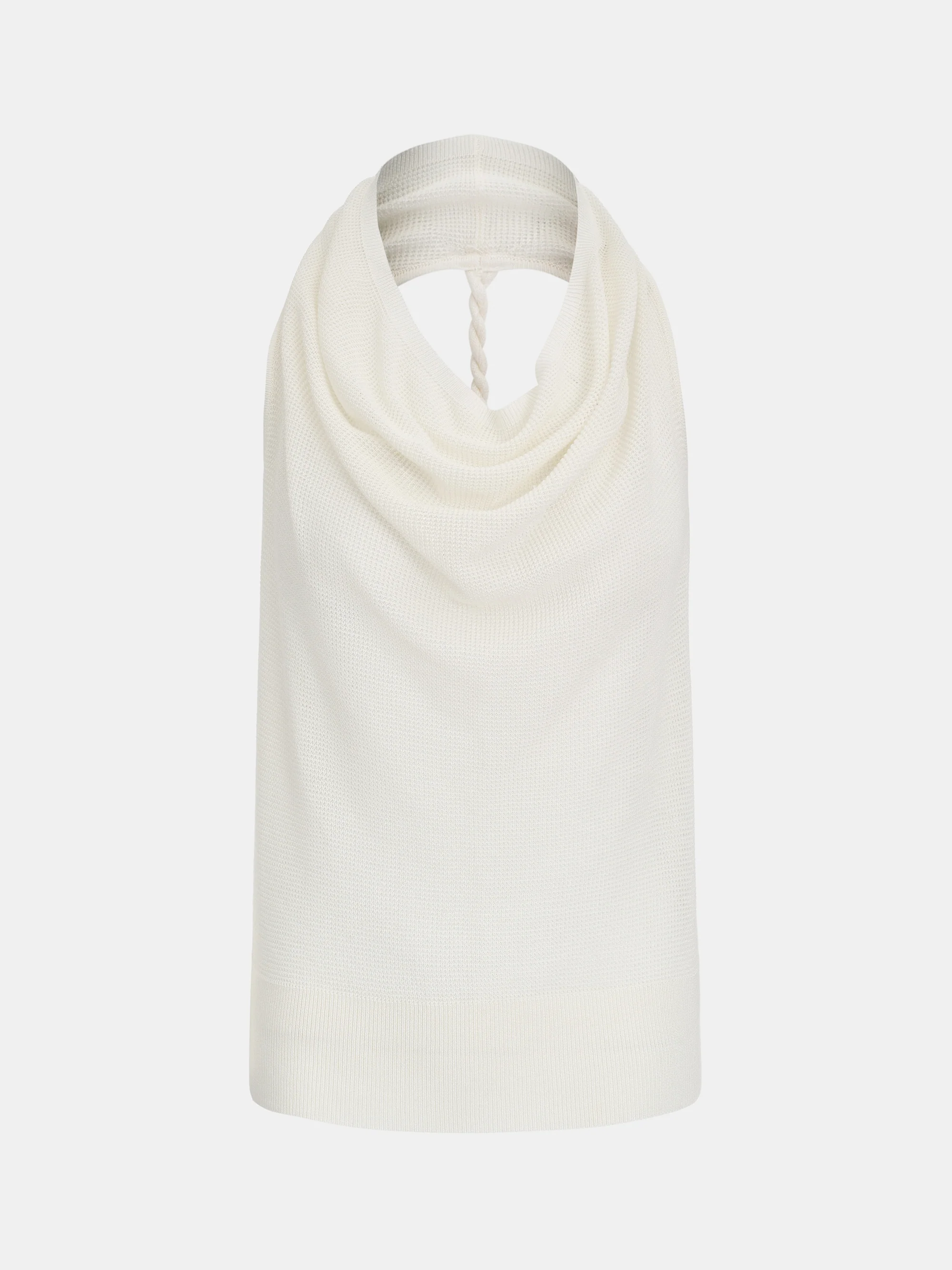 Cowl-Neck Halter Knit Top, Ivory - Image 6