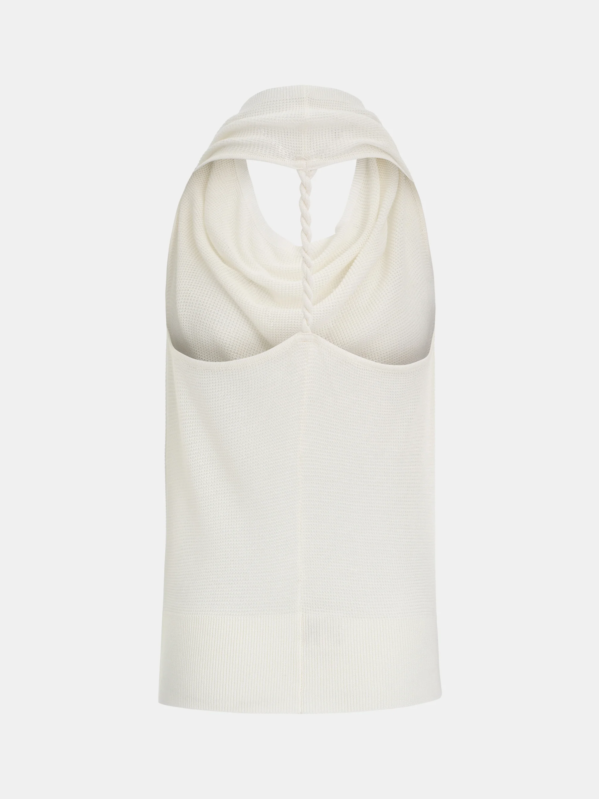 Cowl-Neck Halter Knit Top, Ivory - Image 7