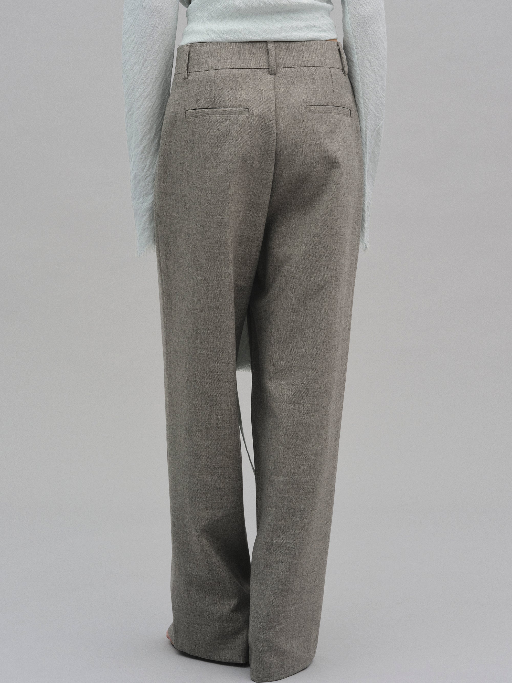 Creased Melange Trousers, Khaki - Image 4