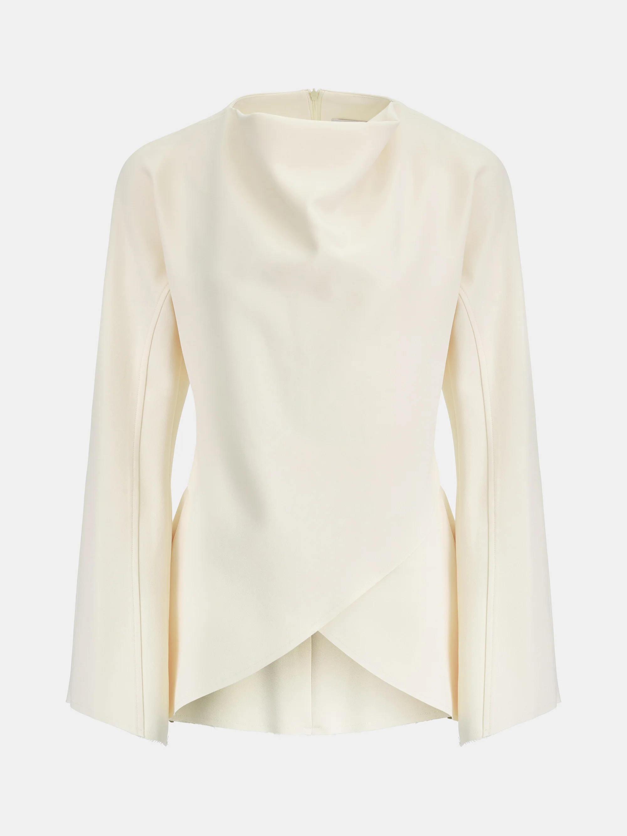 Crepe Cowl-Neck Top, Cream - Image 5