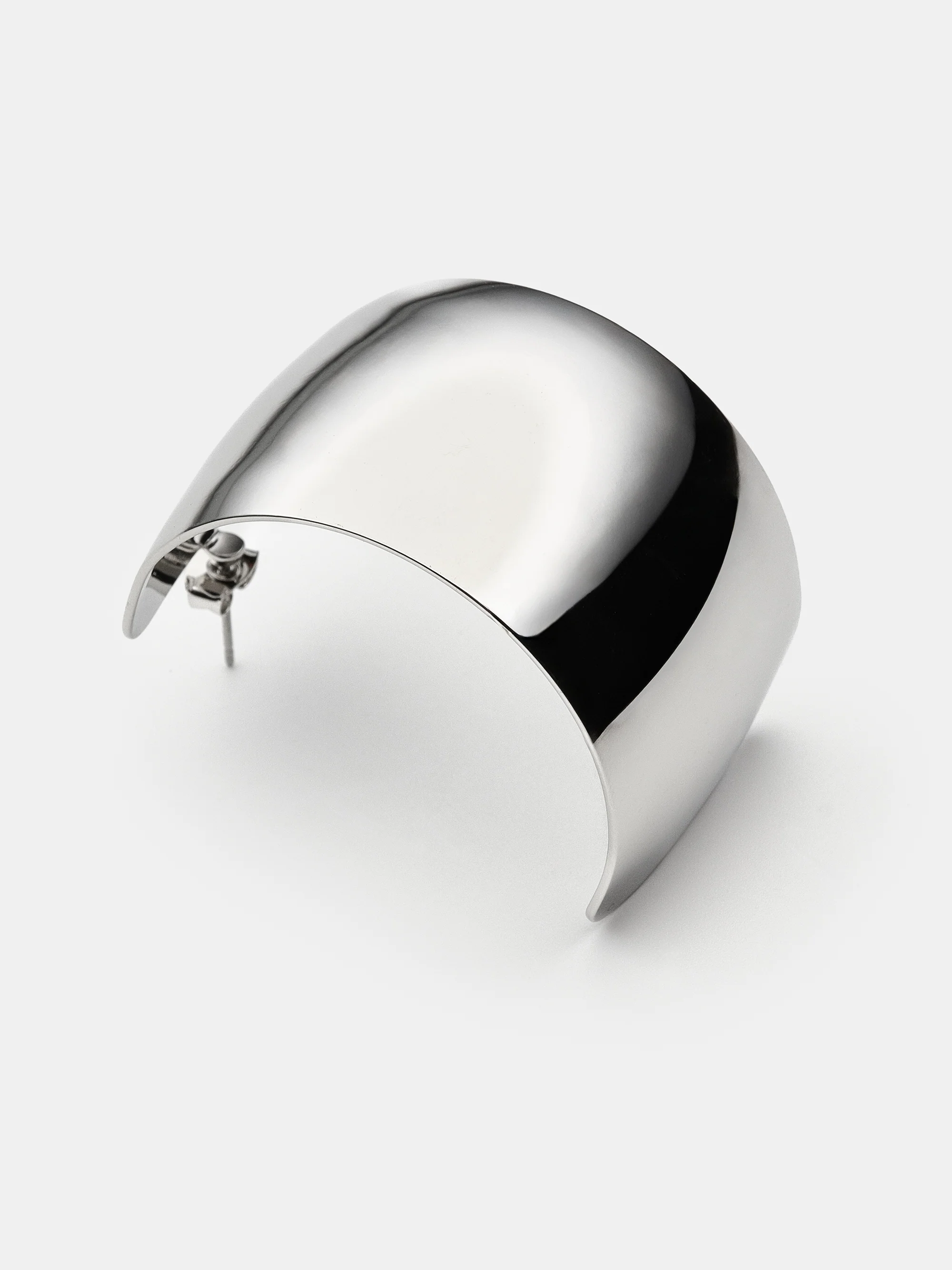 Crescent Hoop Earrings, Silver