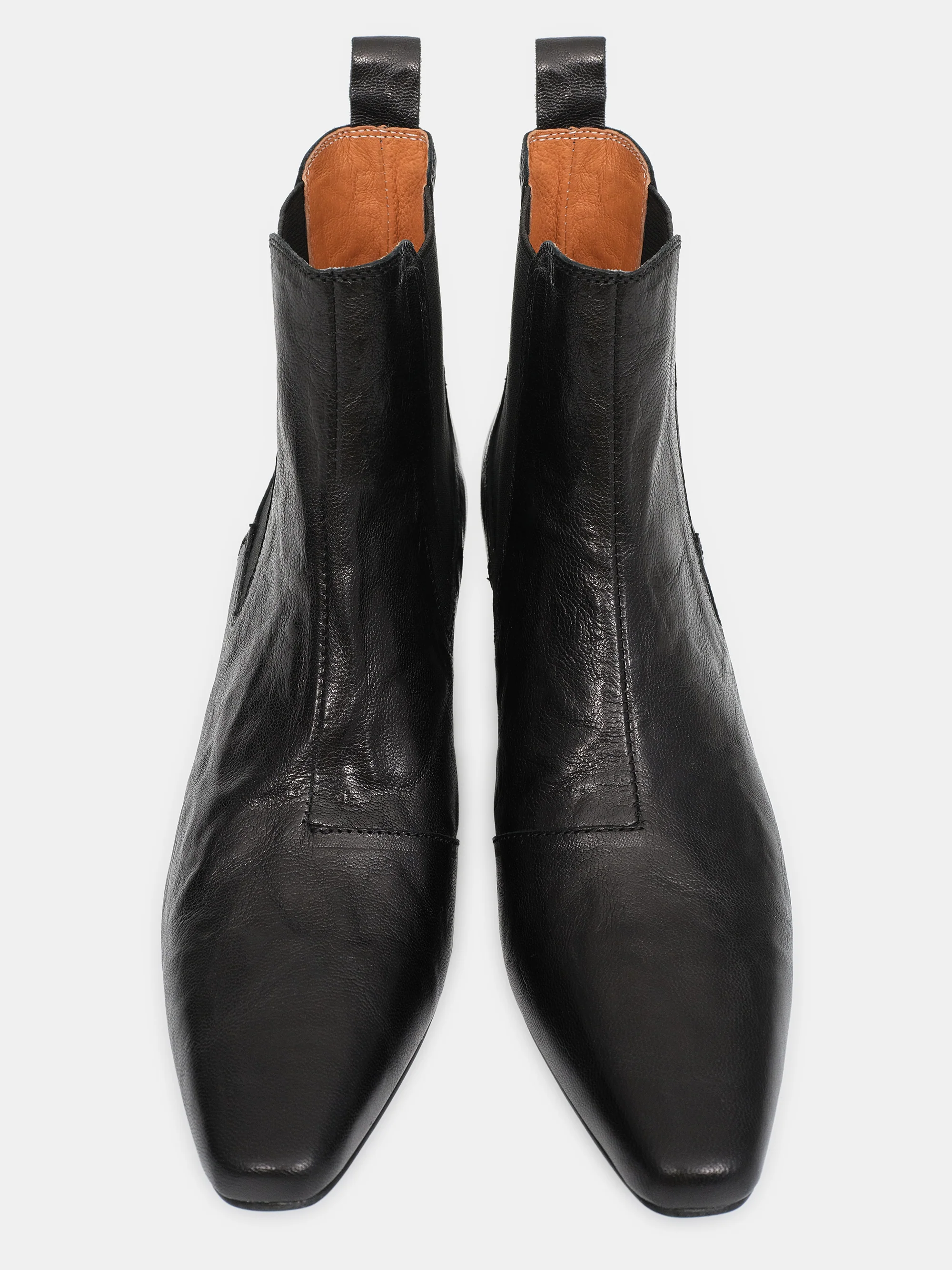 Crinkled Leather Chelsea Boots, Black - Image 2