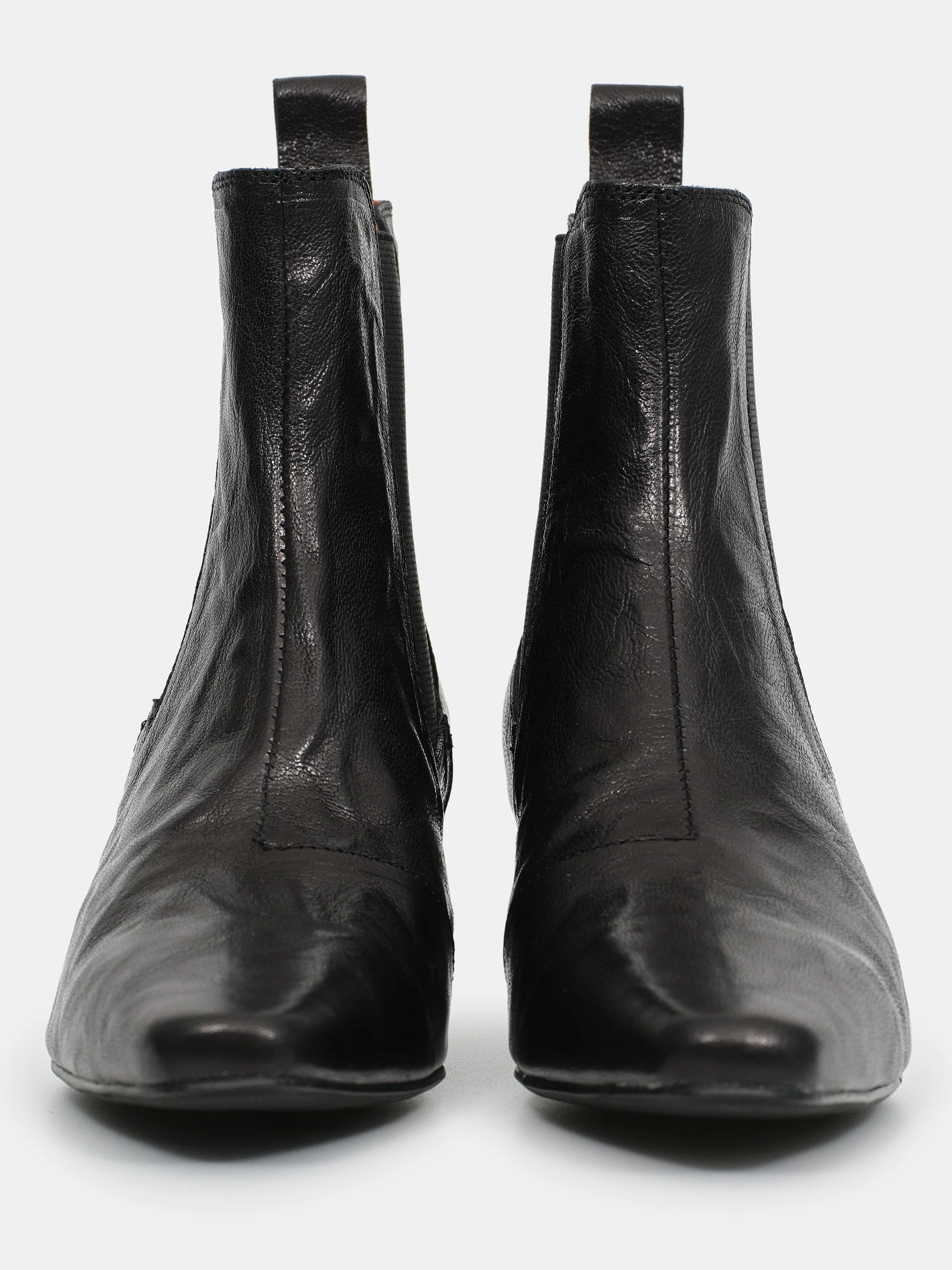 Crinkled Leather Chelsea Boots, Black - Image 3