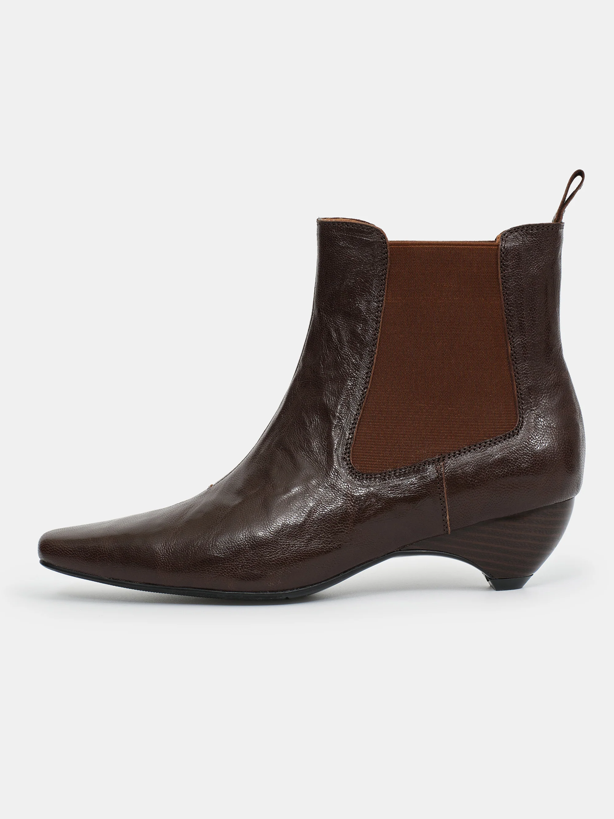 Crinkled Leather Chelsea Boots, Brown