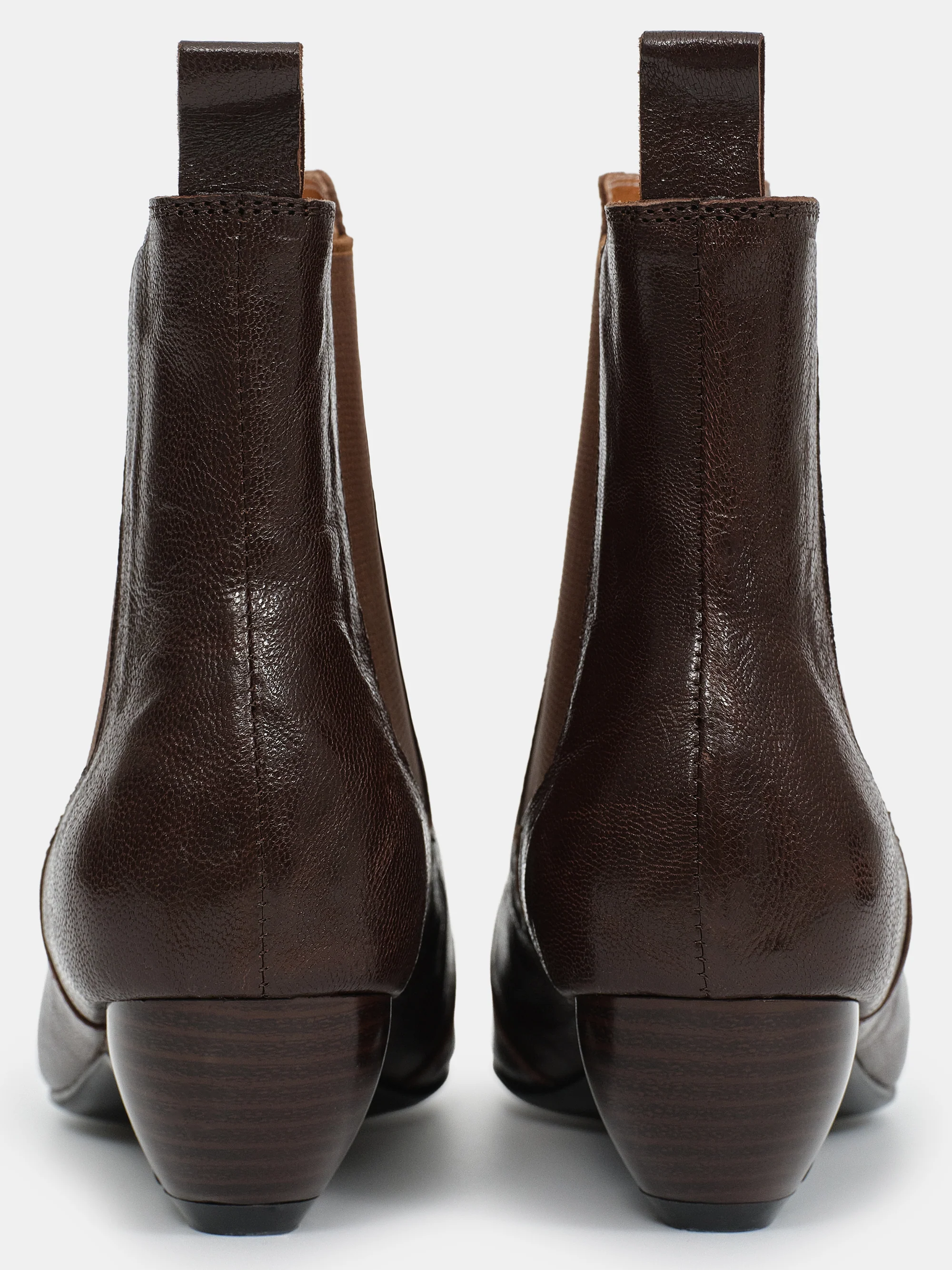 Crinkled Leather Chelsea Boots, Brown - Image 4