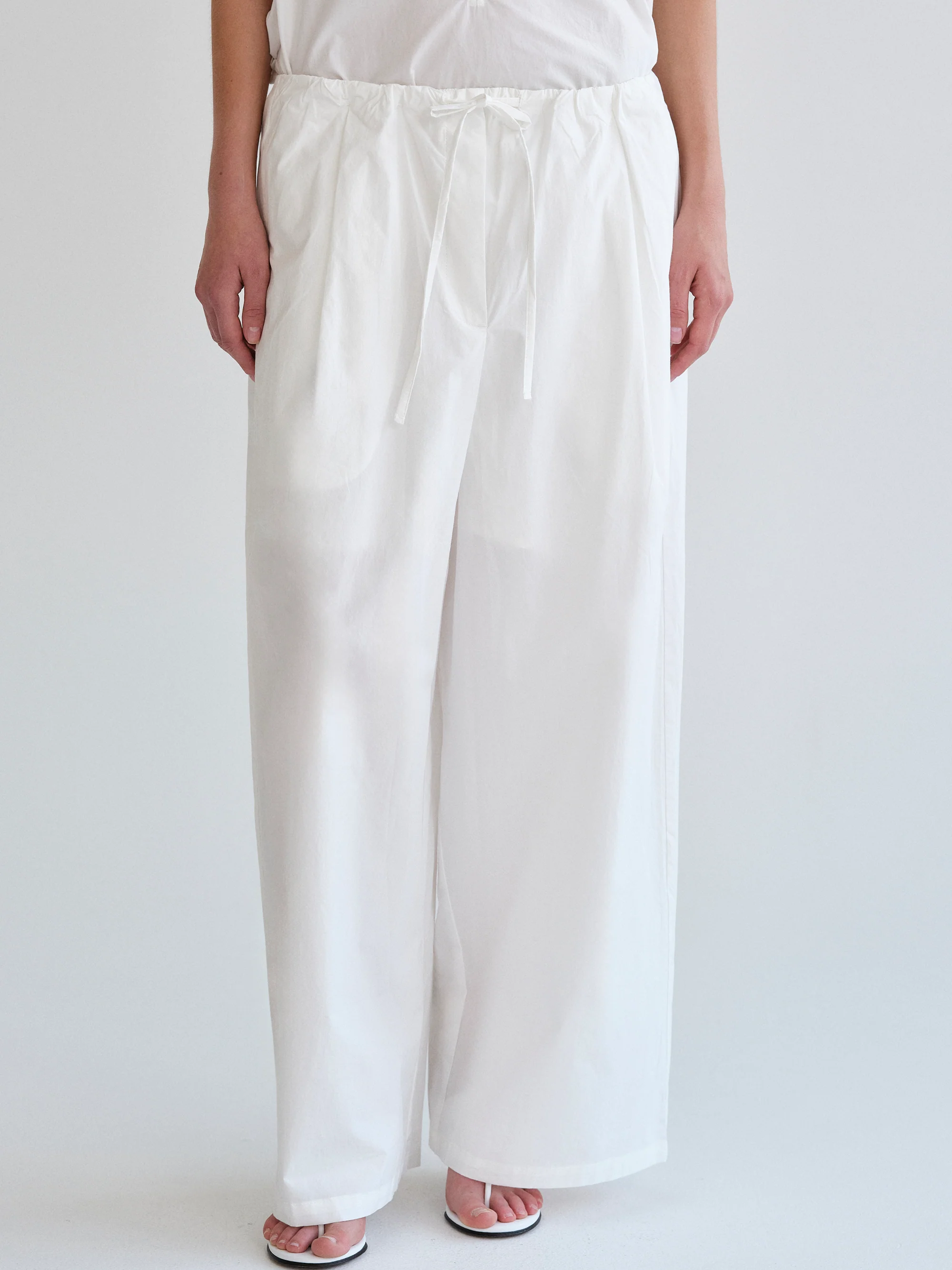 Crisp Poplin Pants, White - Image 2