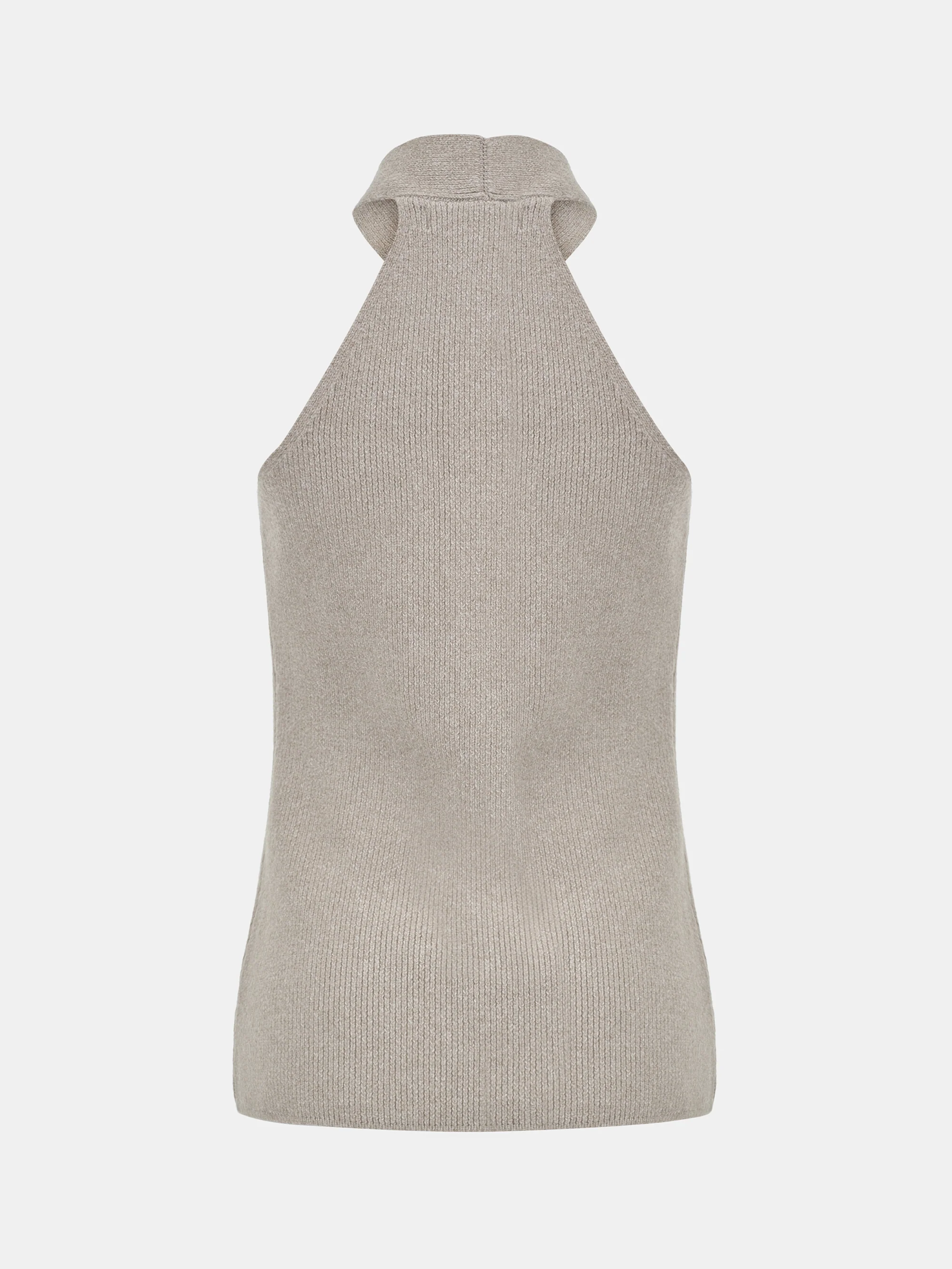 Criss-Cross Halter Knit Top, Beige - Image 7