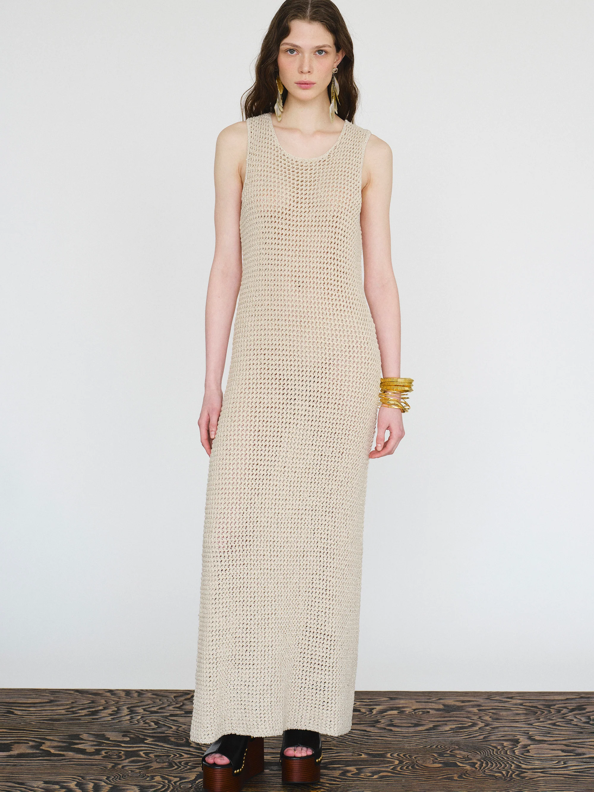 Crochet Maxi Dress, Natural - Image 2