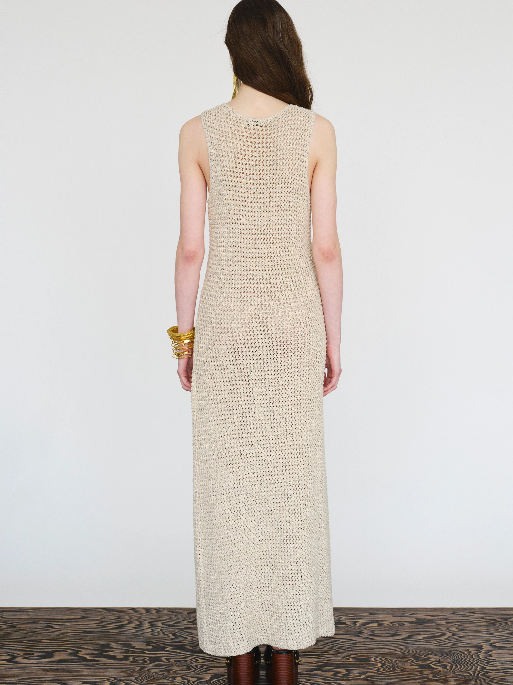 Crochet Maxi Dress, Natural - Image 3