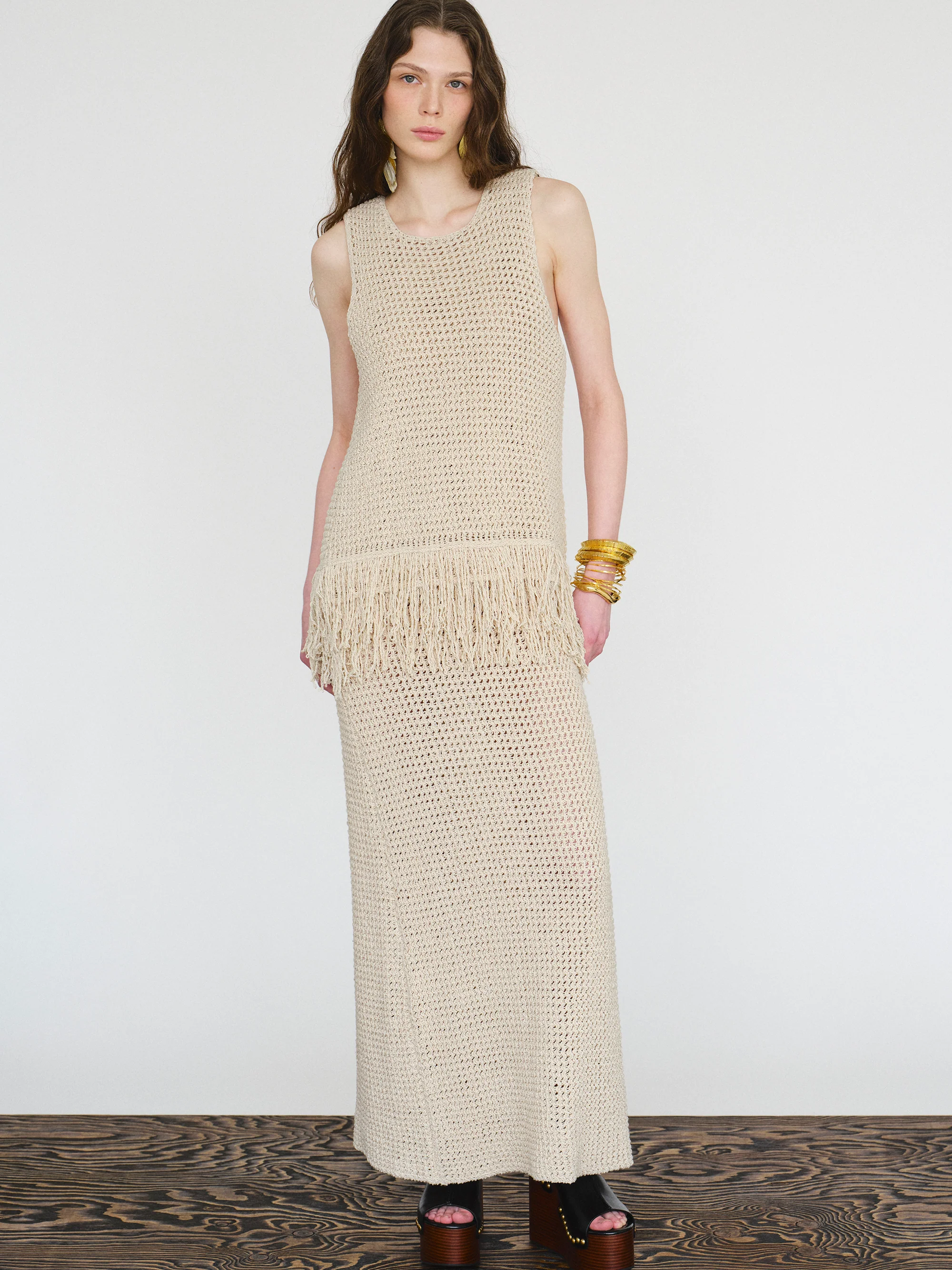 Crochet Maxi Dress, Natural - Image 5