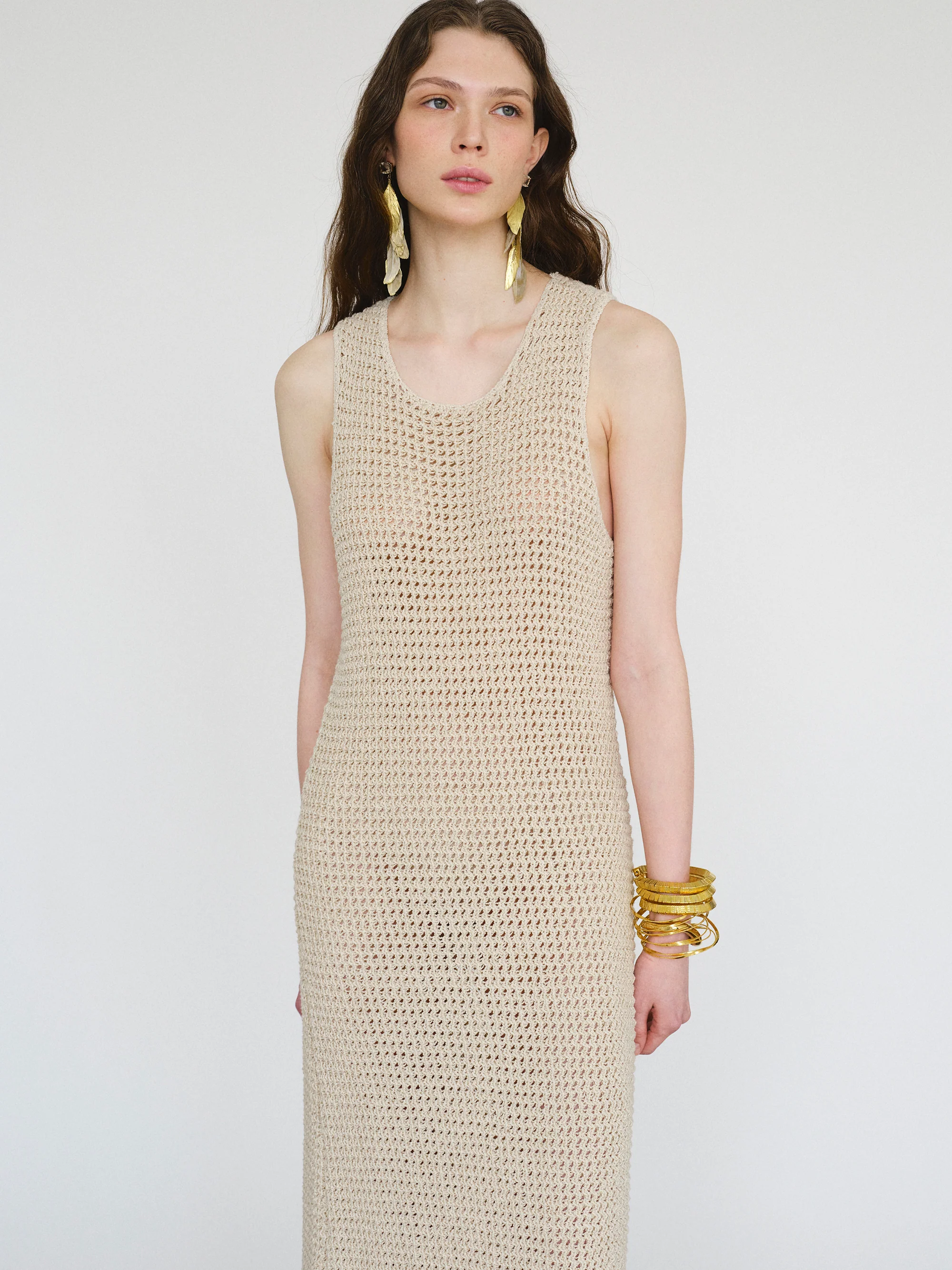 Crochet Maxi Dress, Natural - Image 6