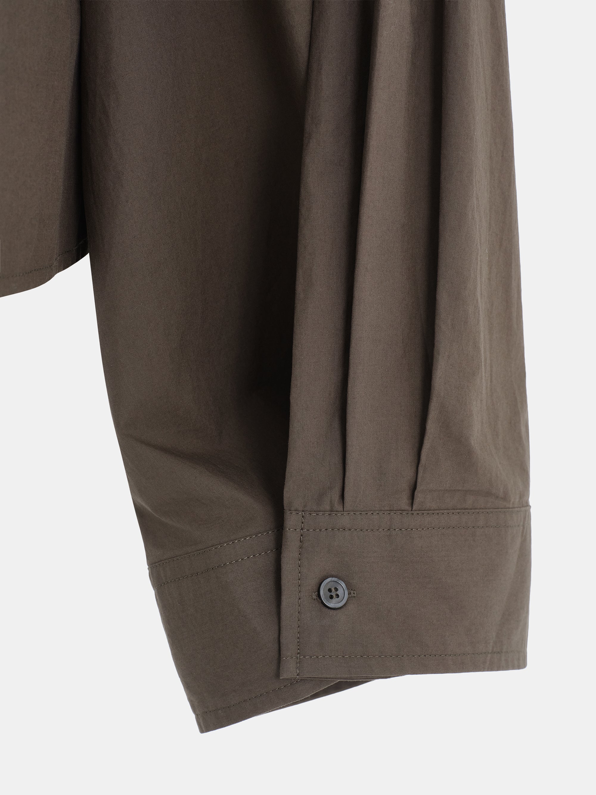 Cropped Layered Poplin Shirt, Brown - Image 2