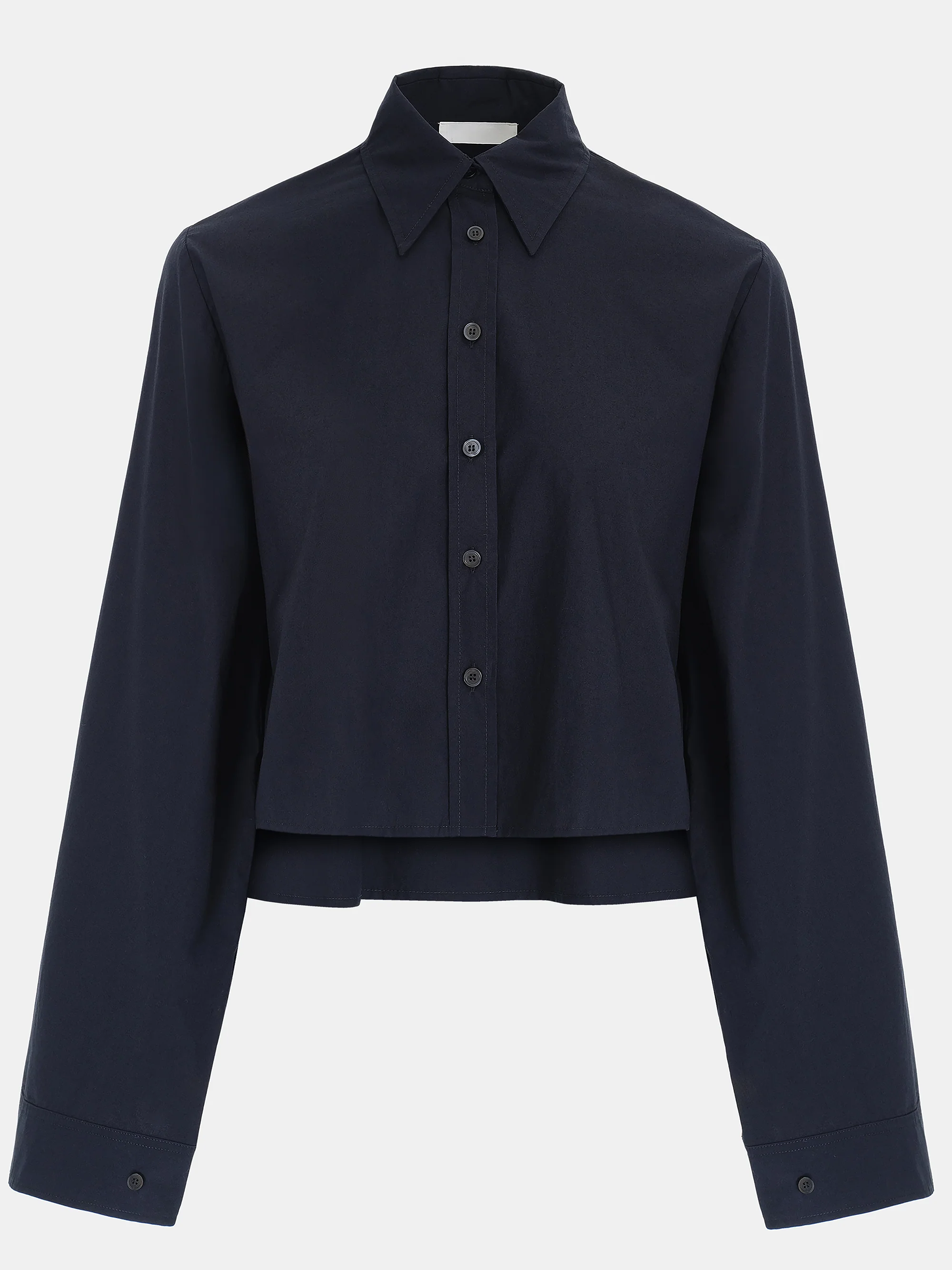 Cropped Layered Poplin Shirt, Navy