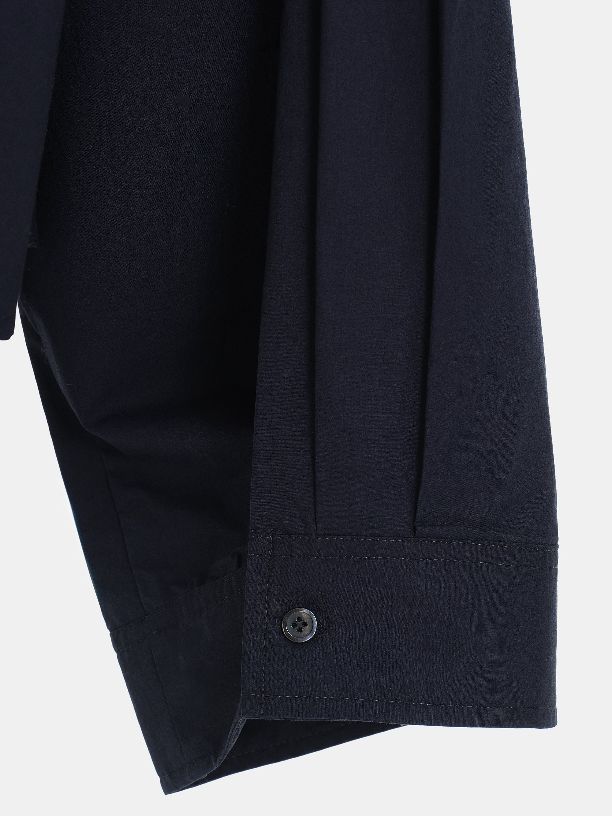 Cropped Layered Poplin Shirt, Navy - Image 2