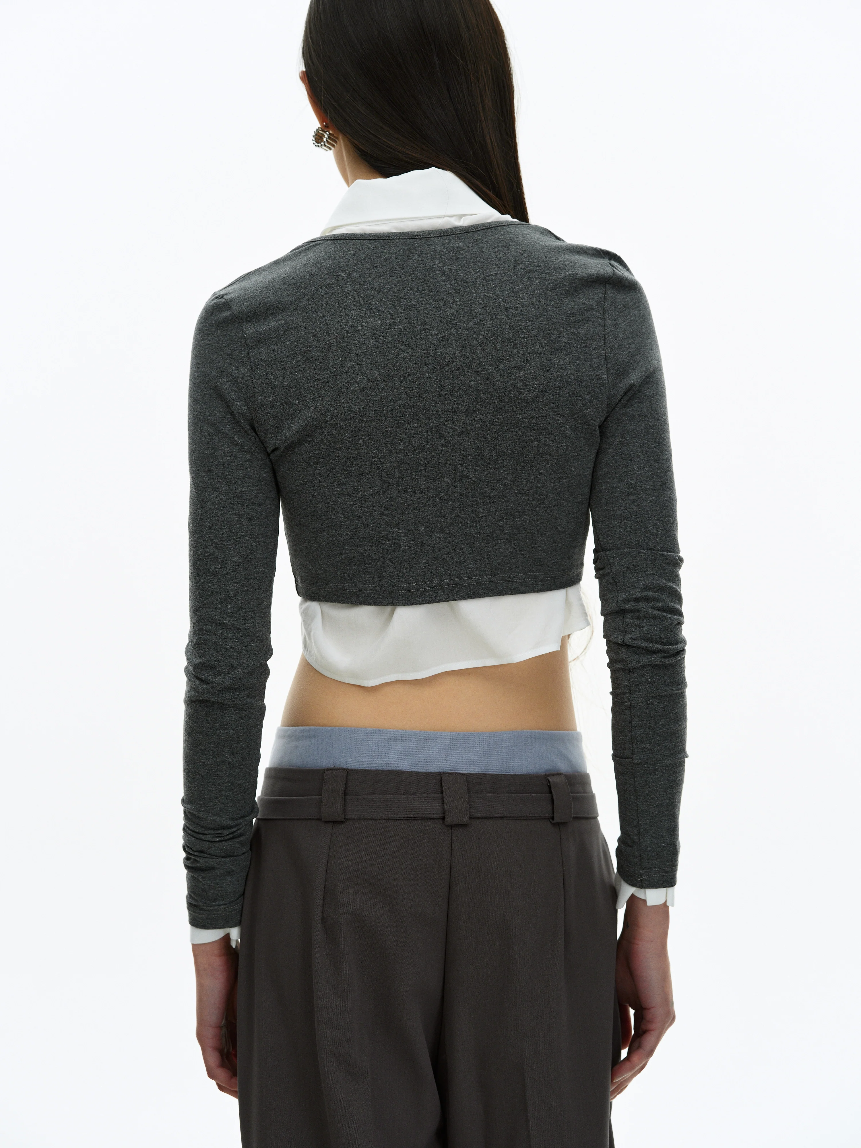 Cropped Modal Tee, Charcoal - Image 3