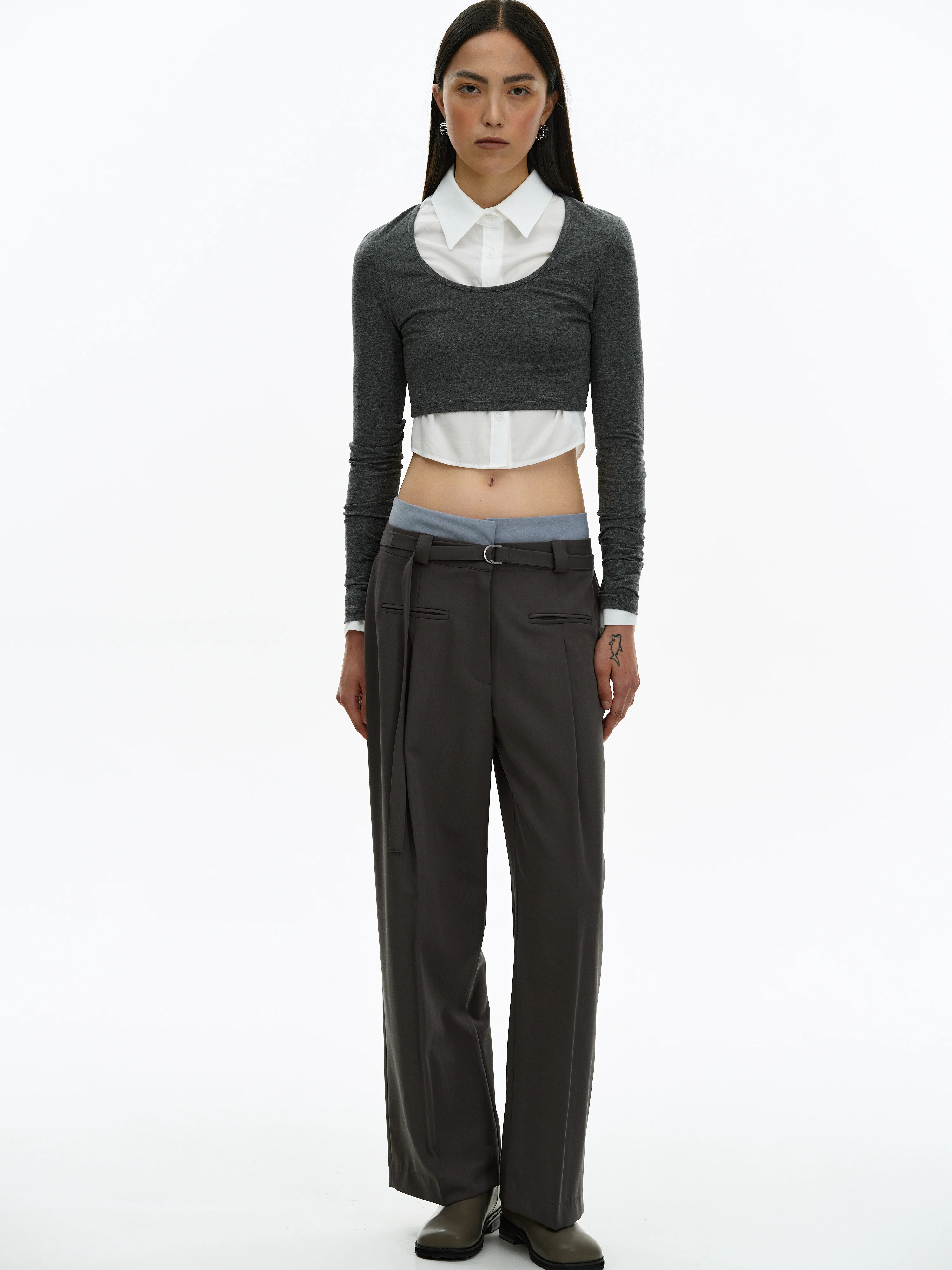 Cropped Modal Tee, Charcoal - Image 4