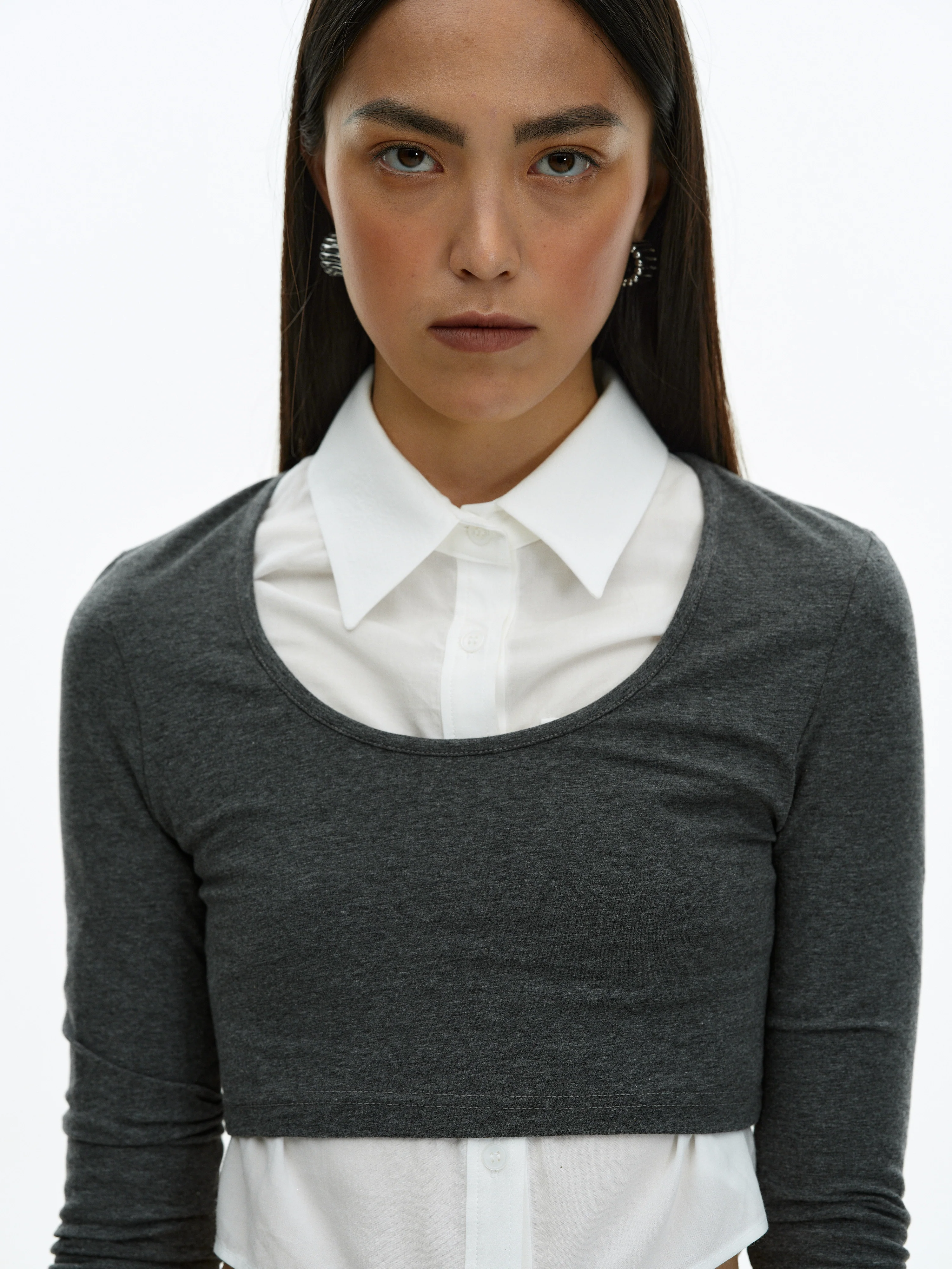 Cropped Modal Tee, Charcoal - Image 5