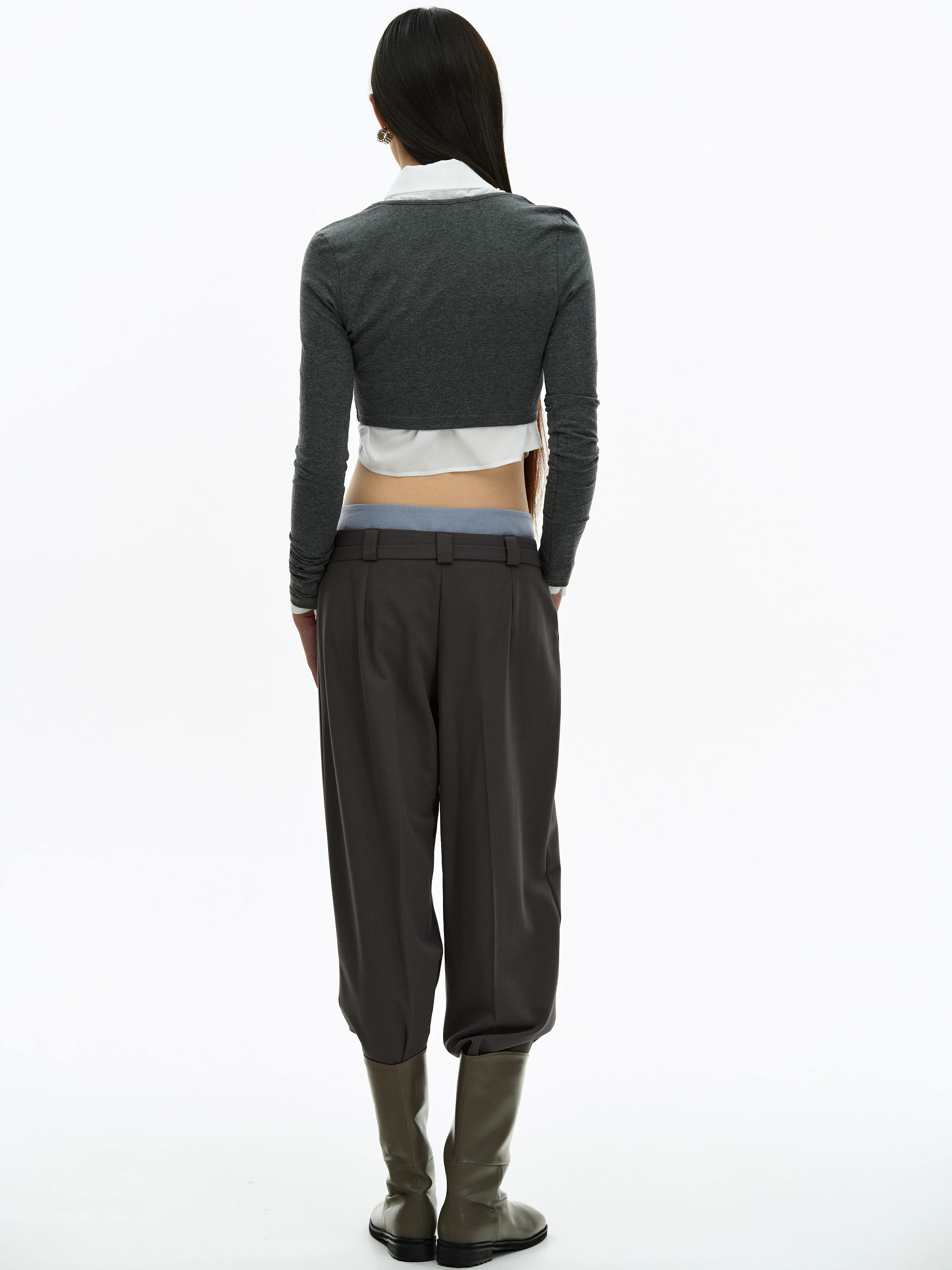 Cropped Modal Tee, Charcoal - Image 6